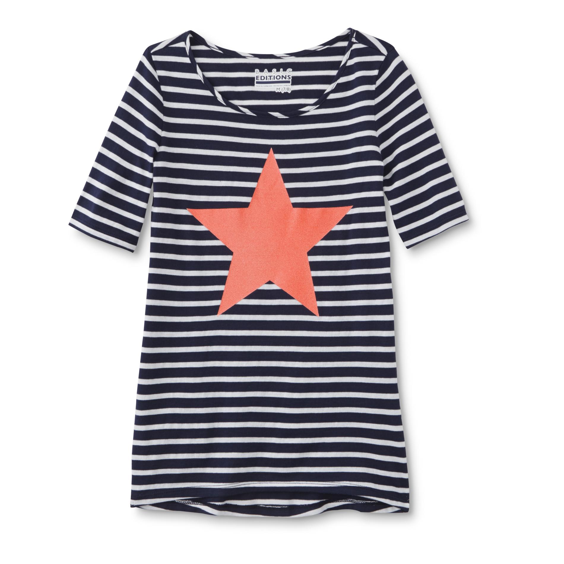Basic Editions Girl's Glitter Graphic T-Shirt - Star