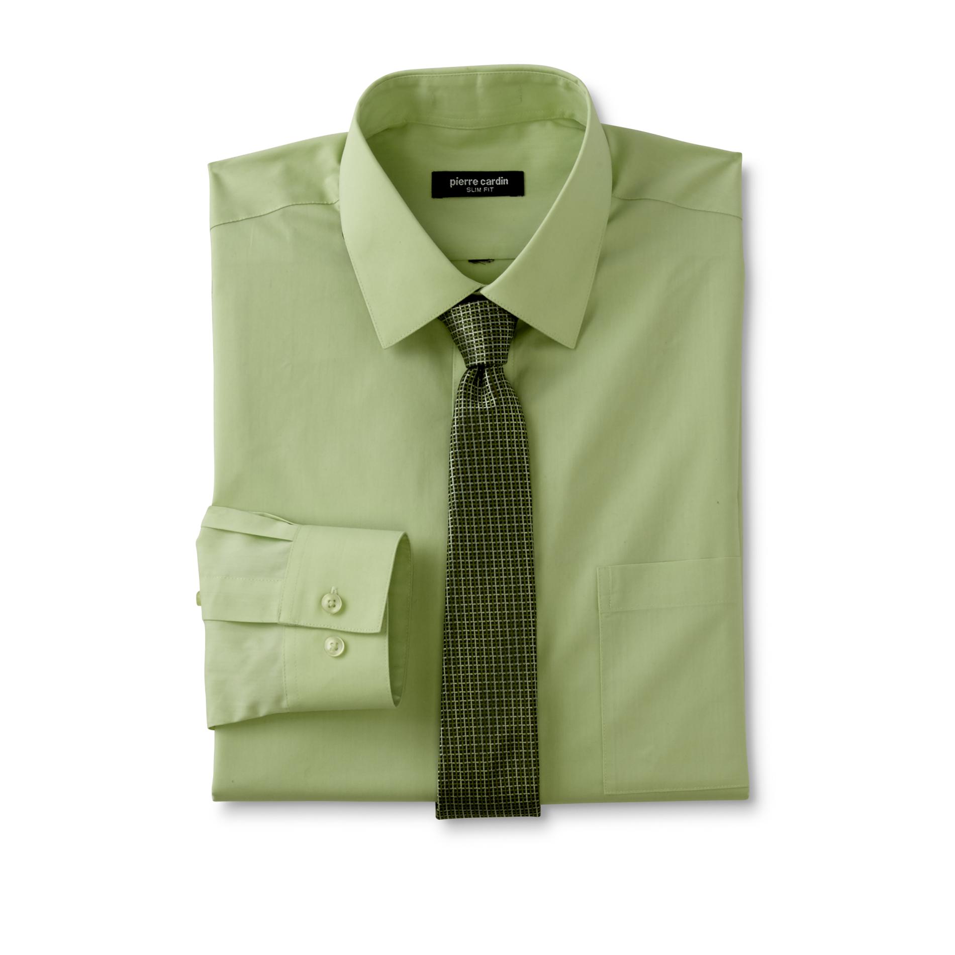 Pierre Cardin Men's Slim Fit Dress Shirt & Tie - Geometric