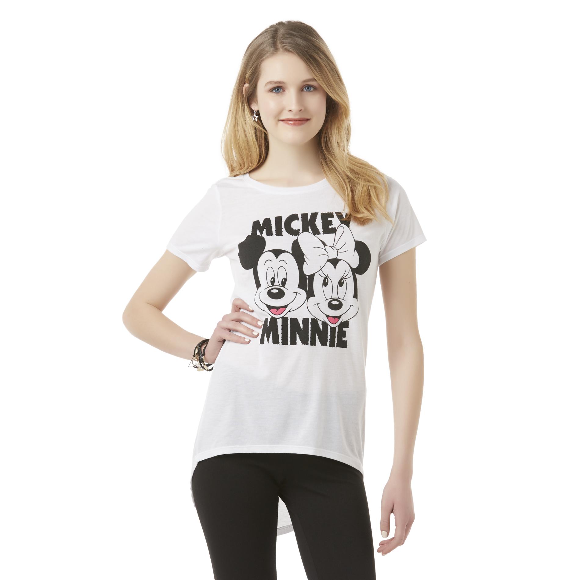 Disney Mickey & Minnie Mouse Junior's High-Low Graphic T-Shirt