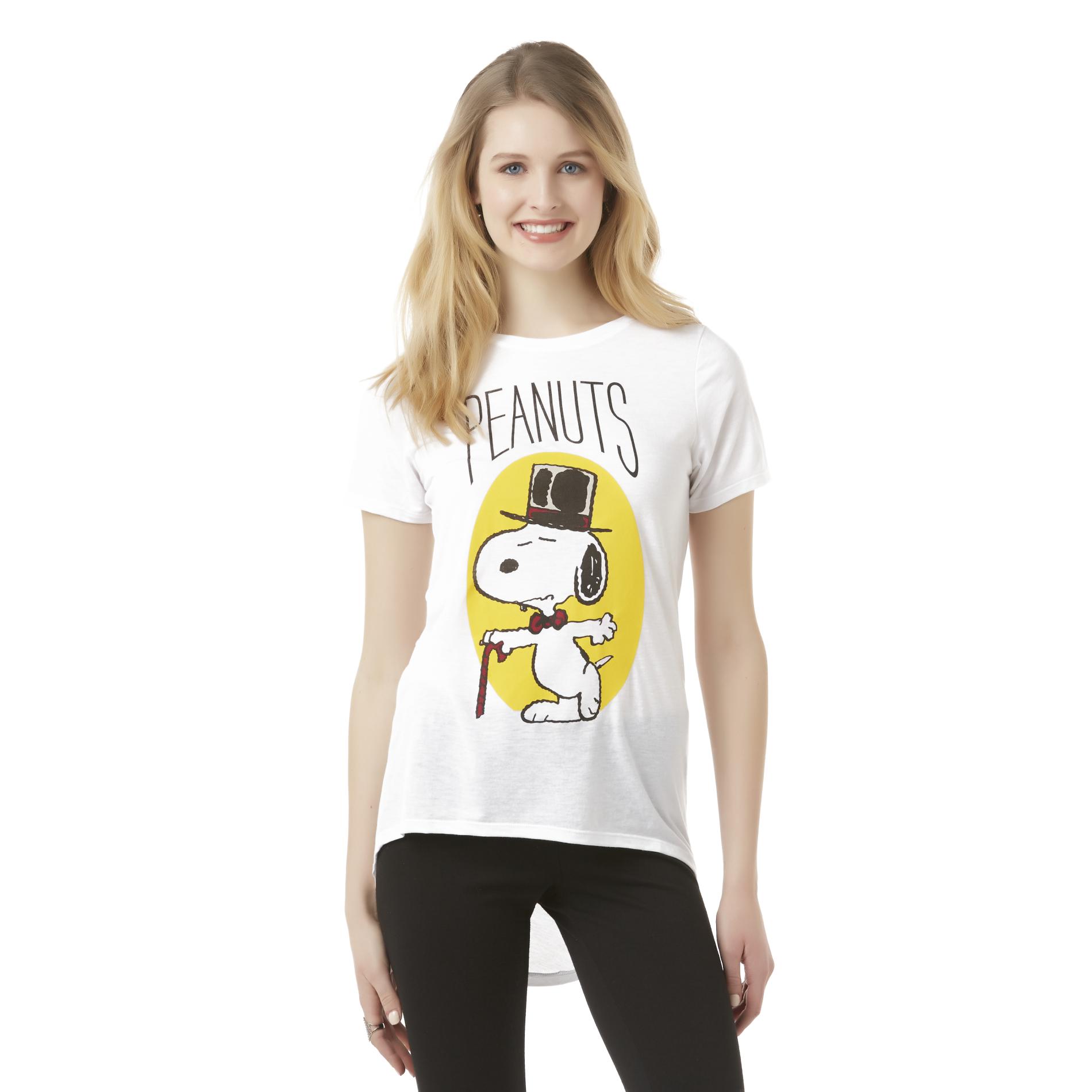 Peanuts By Schulz Snoopy Junior's High-Low Graphic T-Shirt
