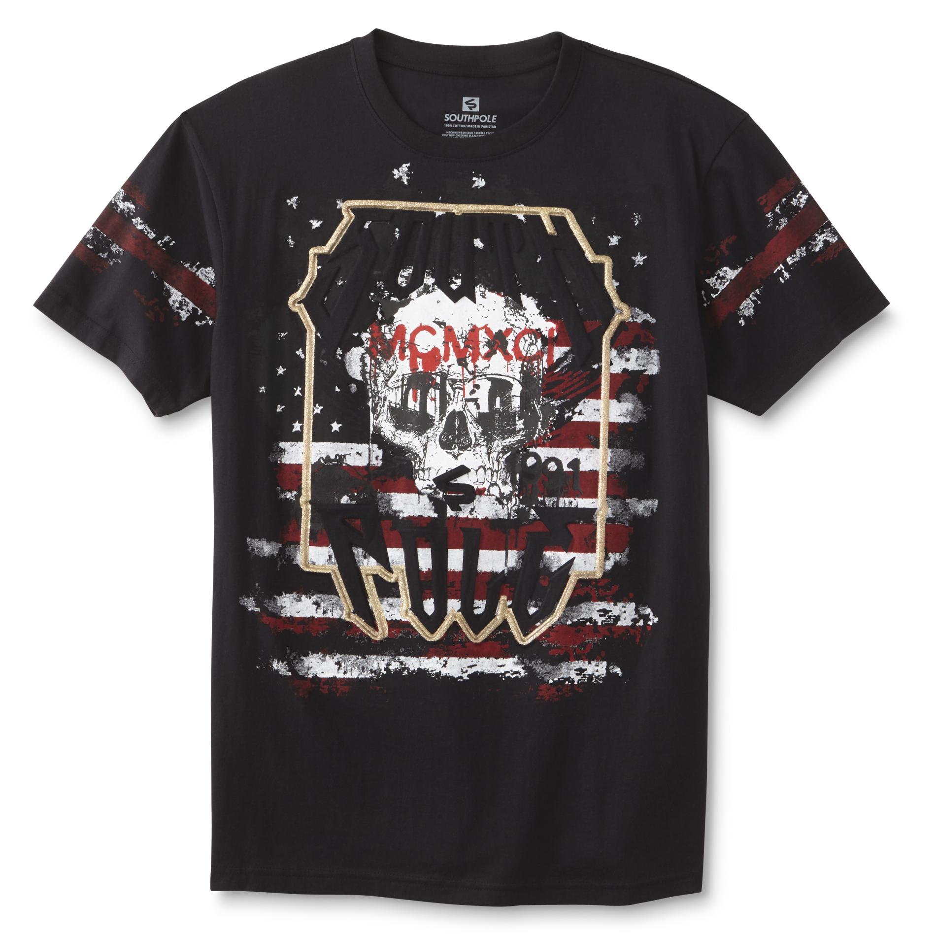 Southpole Young Men's Graphic T-Shirt - Skull & Flag