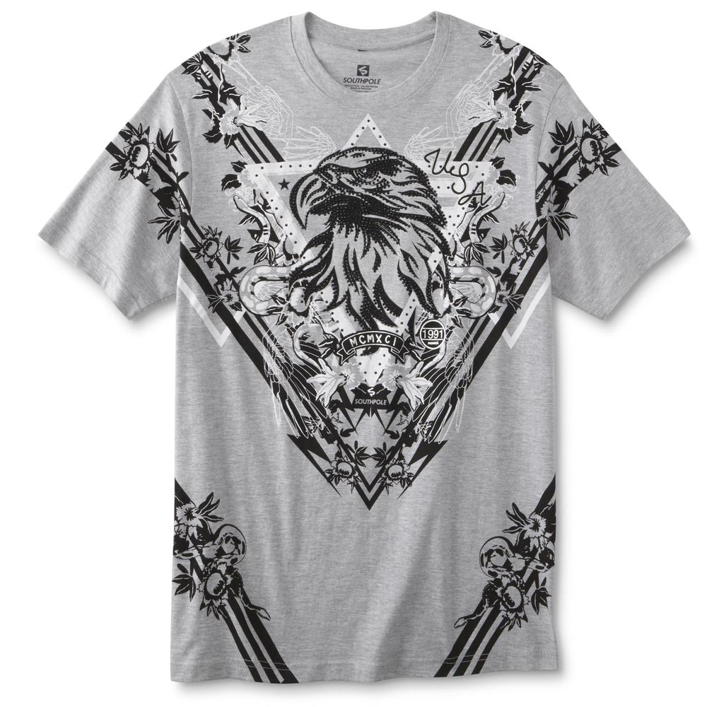 Southpole Young Men's Embellished Graphic T-Shirt - Eagle & Flowers