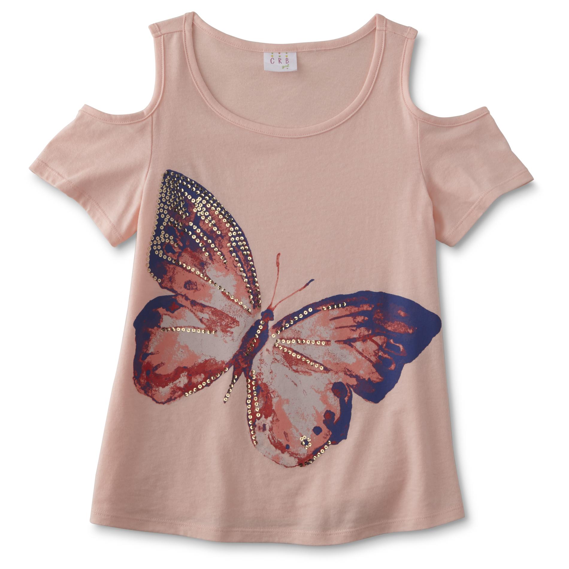 Canyon River Blues Girls' Plus Cold Shoulder Top - Butterfly