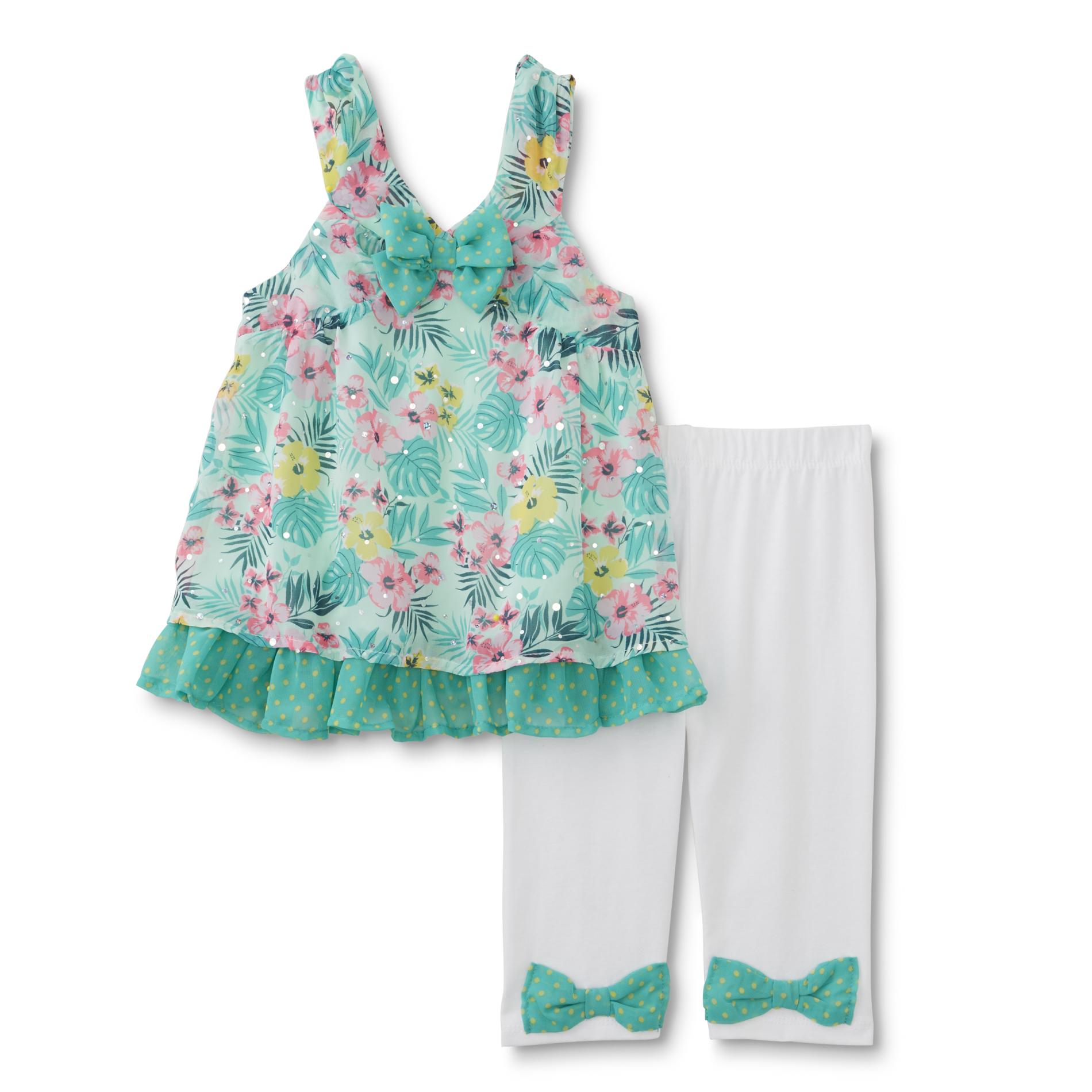 Little Lass Infant & Toddler Girl's Sleeveless Chiffon Dress & Leggings - Floral