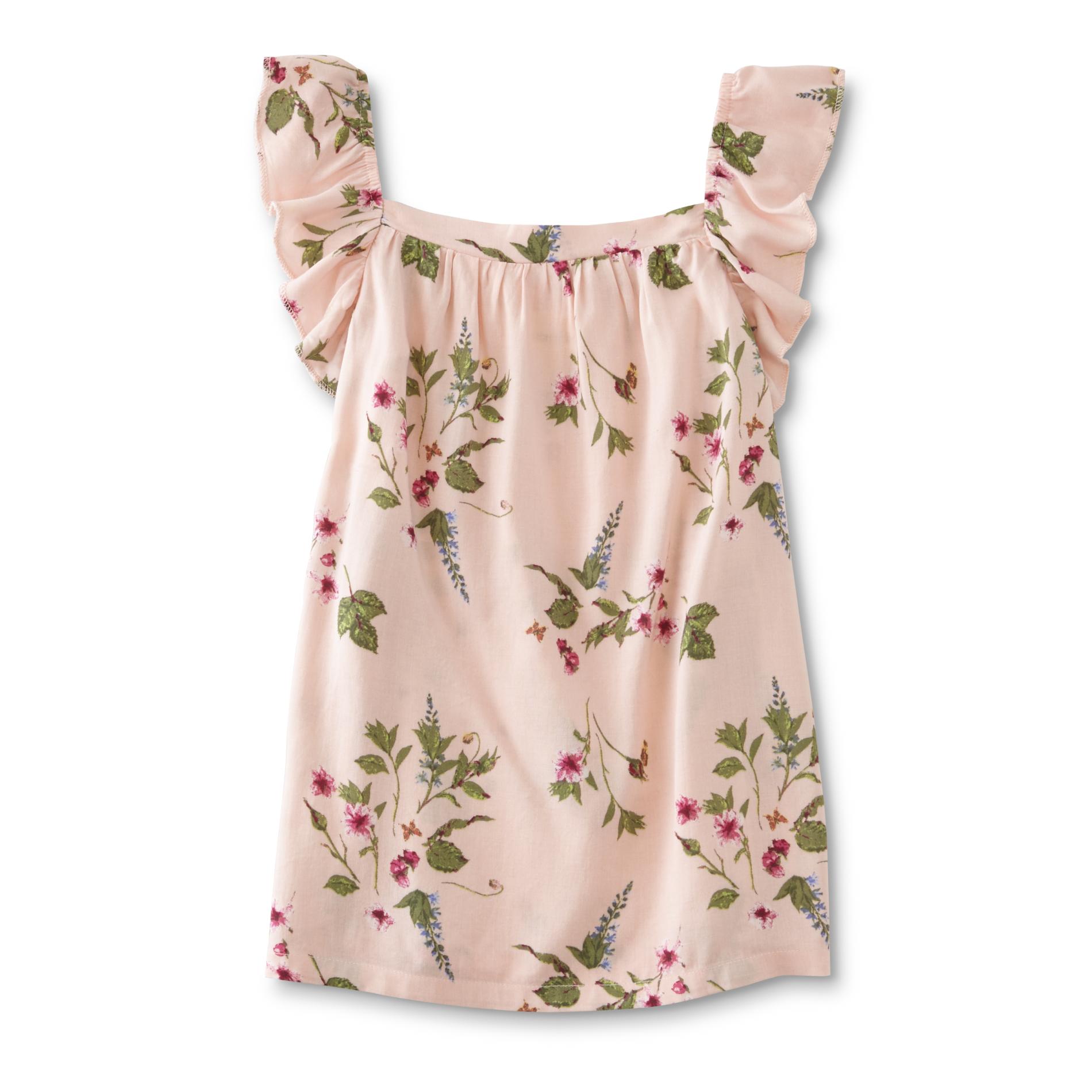 Toughskins Infant & Toddler Girls' Ruffle Top - Floral Butterfly