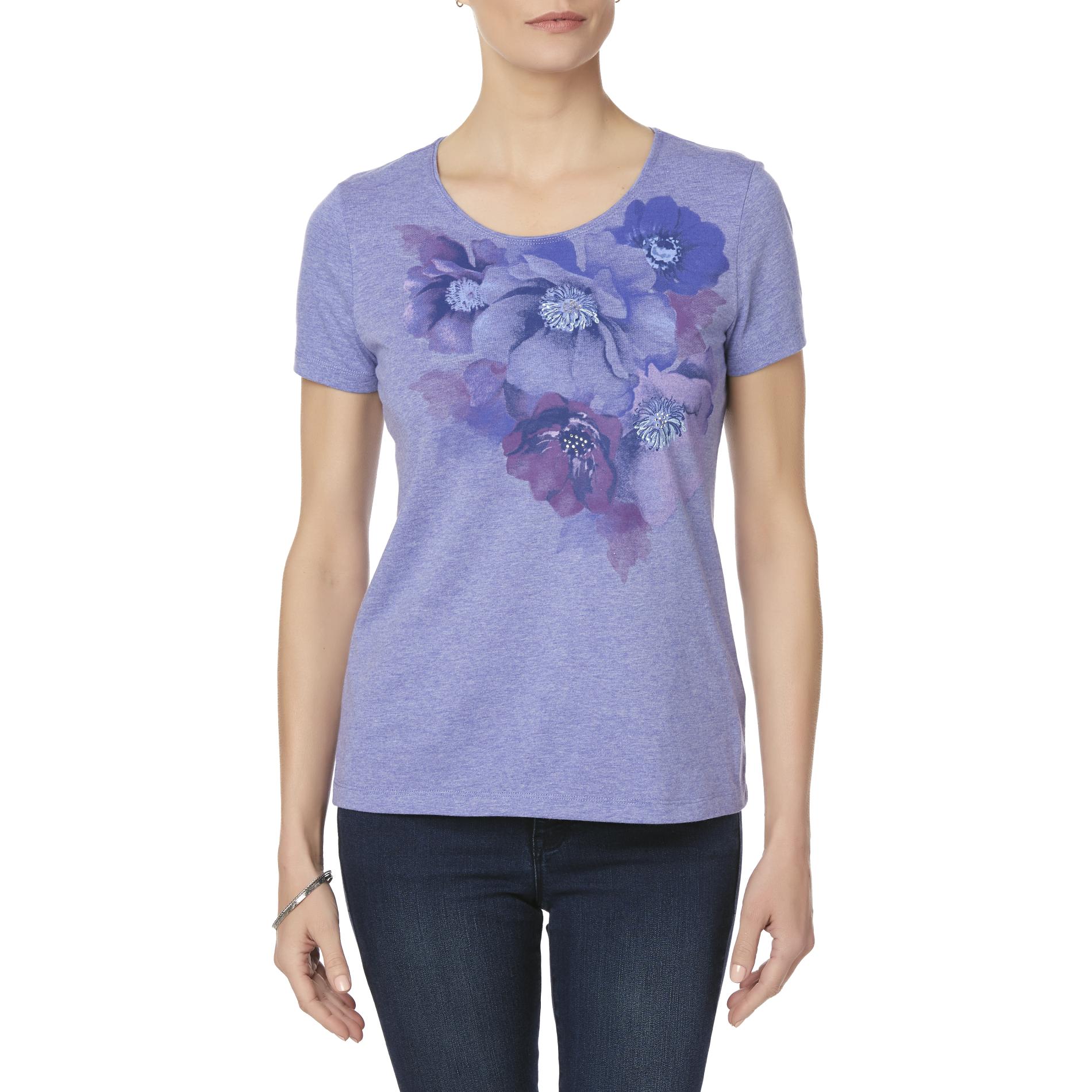 Laura Scott Women's Embellished Graphic T-Shirt - Floral