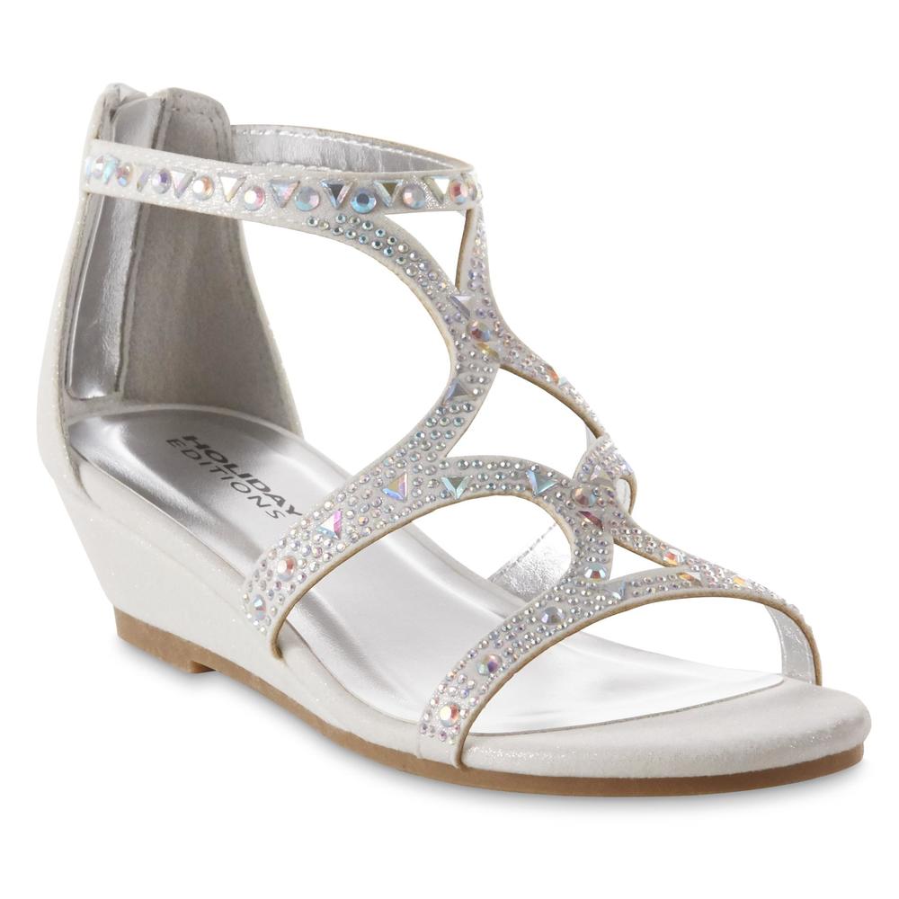 Holiday Editions Girls' Kali Dress Wedge Sandal - Silver