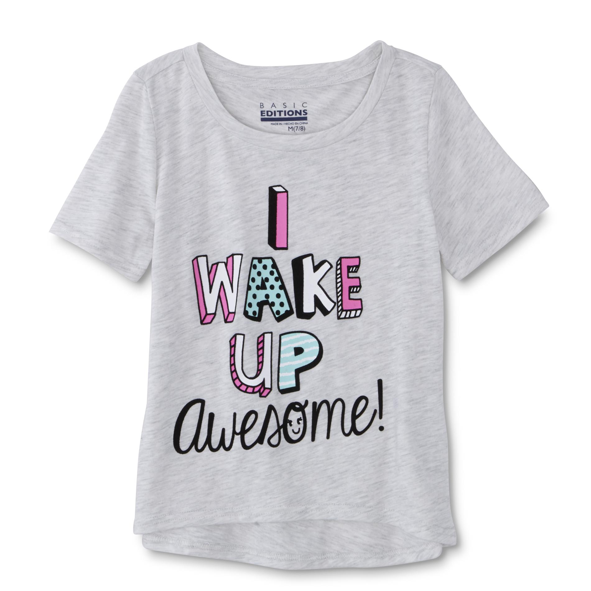 Basic Editions Girl's Graphic T-Shirt - I Wake Up Awesome