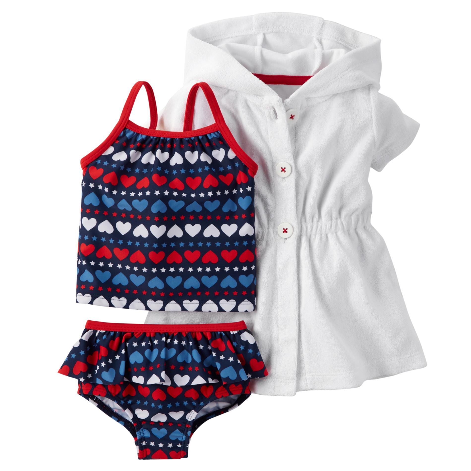 Carter's Newborn & Infant Girl's Tankini Swim Top, Bottoms & Cover-Up - Hearts