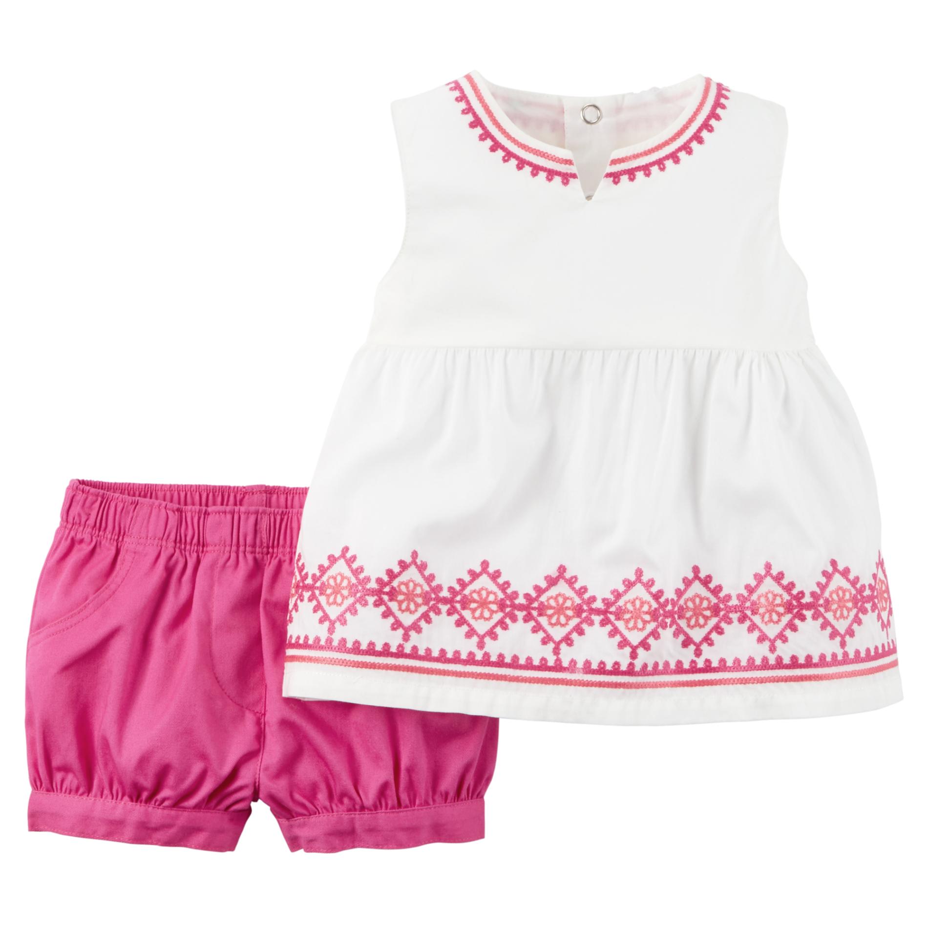 Carter's Newborn & Infant Girl's Embroidered Sleeveless Top & Shorts
