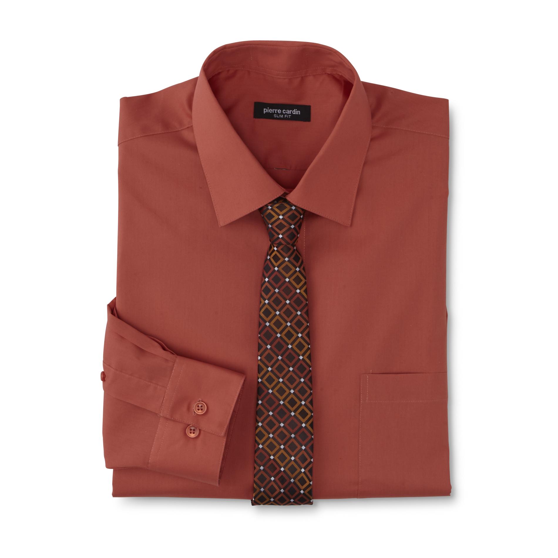 Pierre Cardin Men's Slim Fit Dress Shirt & Tie - Geometric