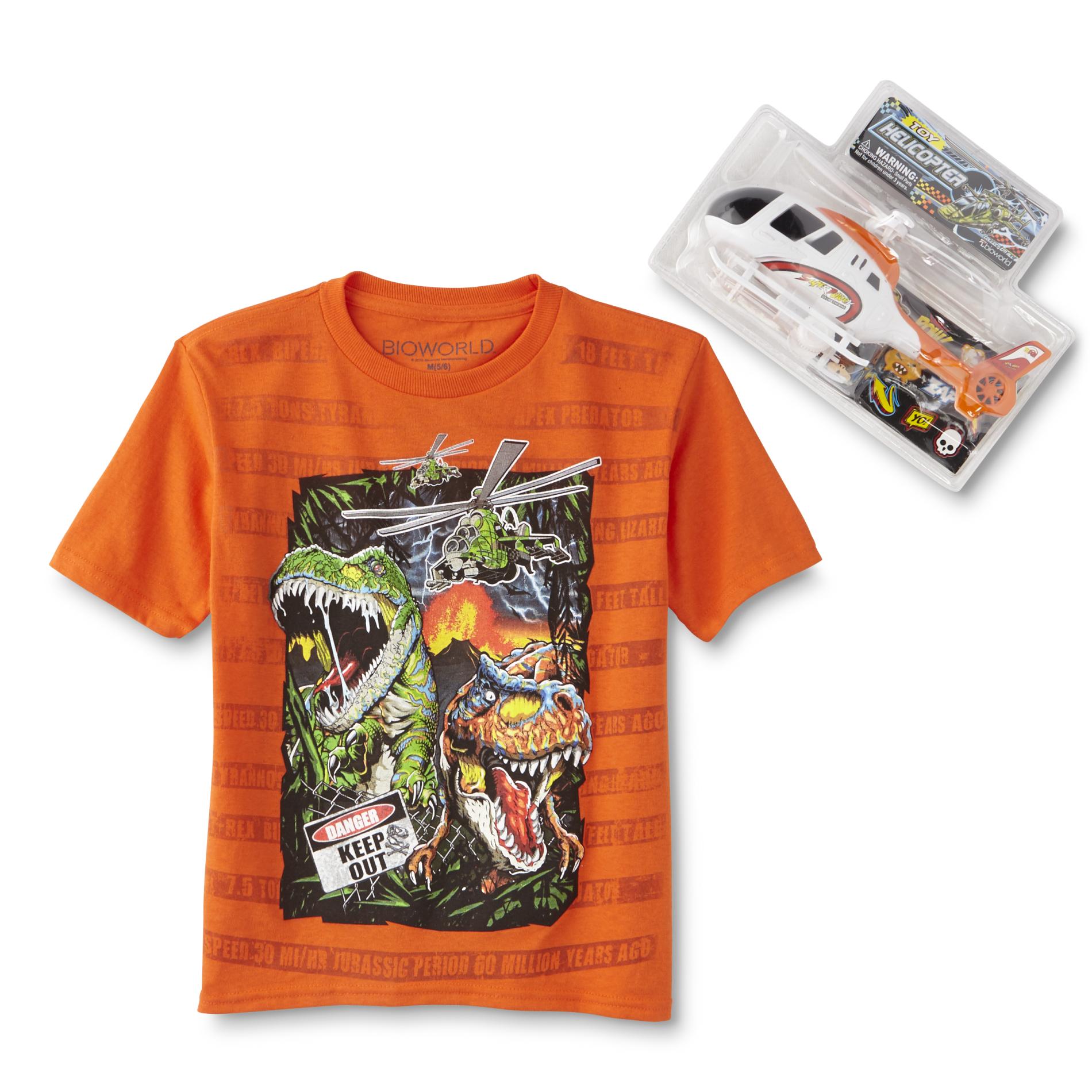 Boy's Graphic T-Shirt & Toy Helicopter