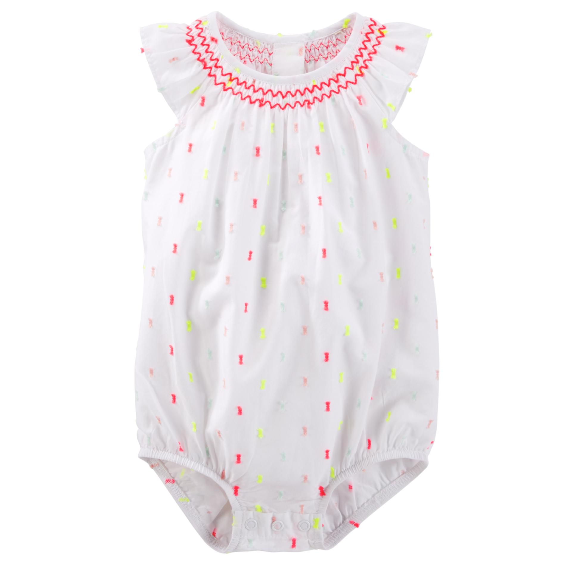 OshKosh Newborn & Infant Girl's Smocked Bodysuit - Flocked Dot