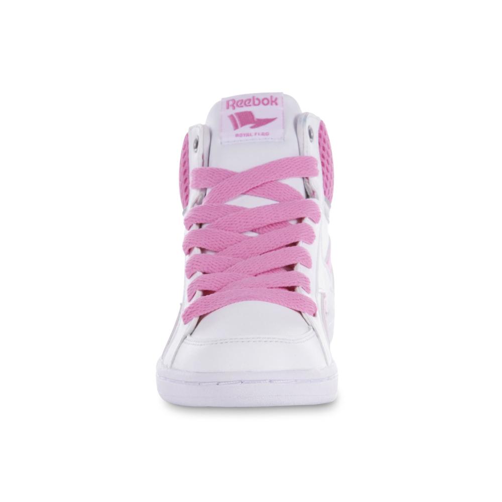 Reebok Girl's Royal Prime Mid White/Pink High-Top Sneaker