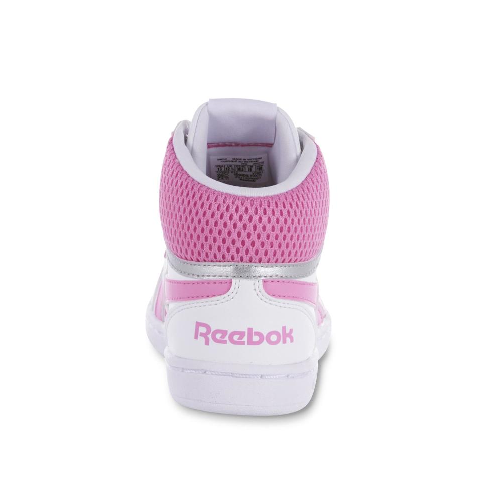 Reebok Girl's Royal Prime Mid White/Pink High-Top Sneaker
