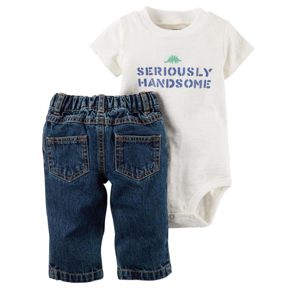 Carter's Newborn & Infant Boy's Bodysuit, Button-Front Shirt & Jeans - Plaid
