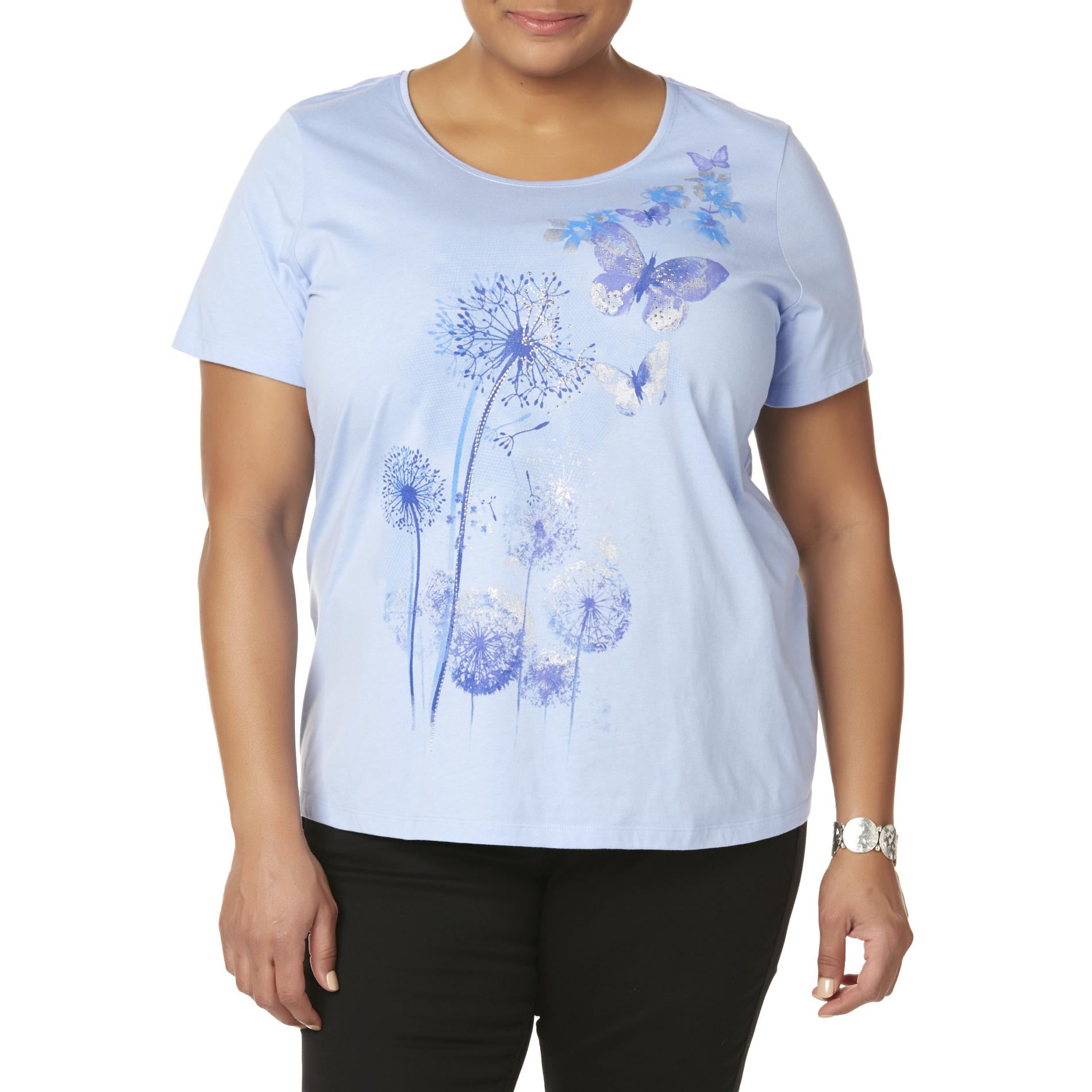 Laura Scott Women's Plus Embellished Graphic T-Shirt - Butterflies