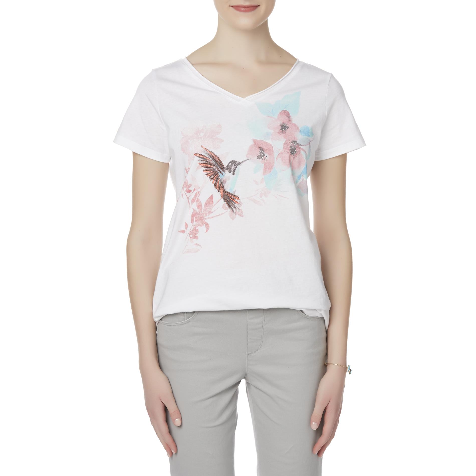 Laura Scott Petites' Embellished Graphic T-Shirt - Hummingbird