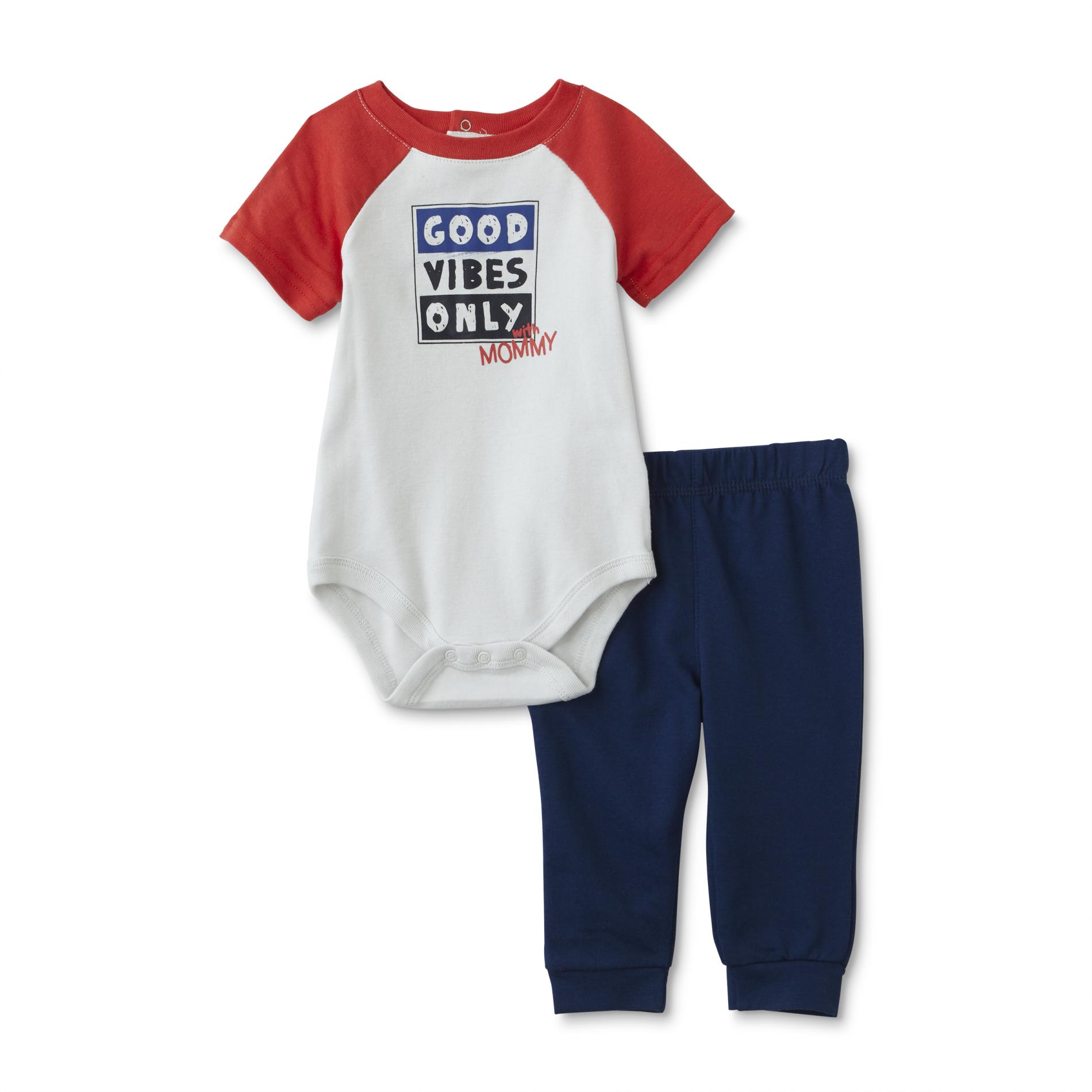 Little Wonders Infant Boys' Bodysuit & Pants - Good Vibes Only With Mommy