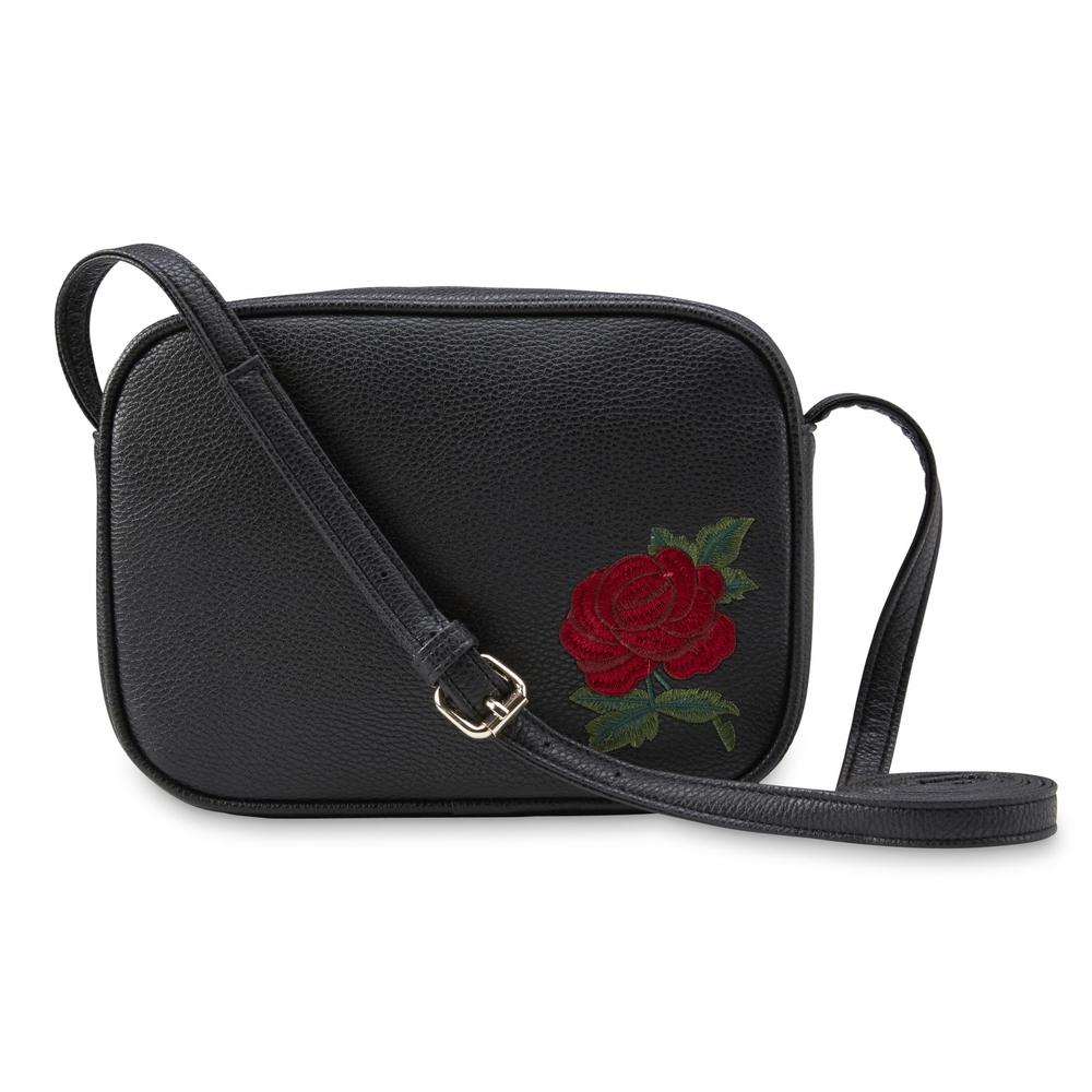 Women's Embroidered Crossbody Handbag - Rose
