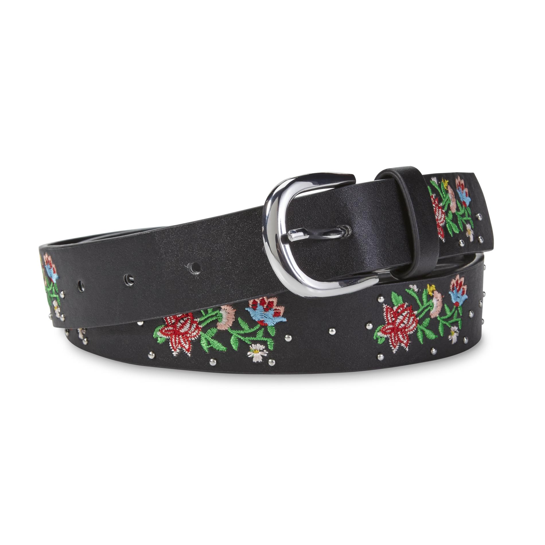 Women’s Embroidered Belt - Floral, Size: XXL, Brown Women’s Embroidered Belt - Floral, Size: XXL, Brown