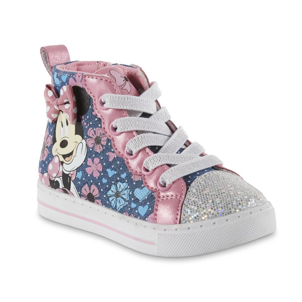 Disney Toddler Girls' Minnie Mouse High-Top Sneaker - Blue/Pink