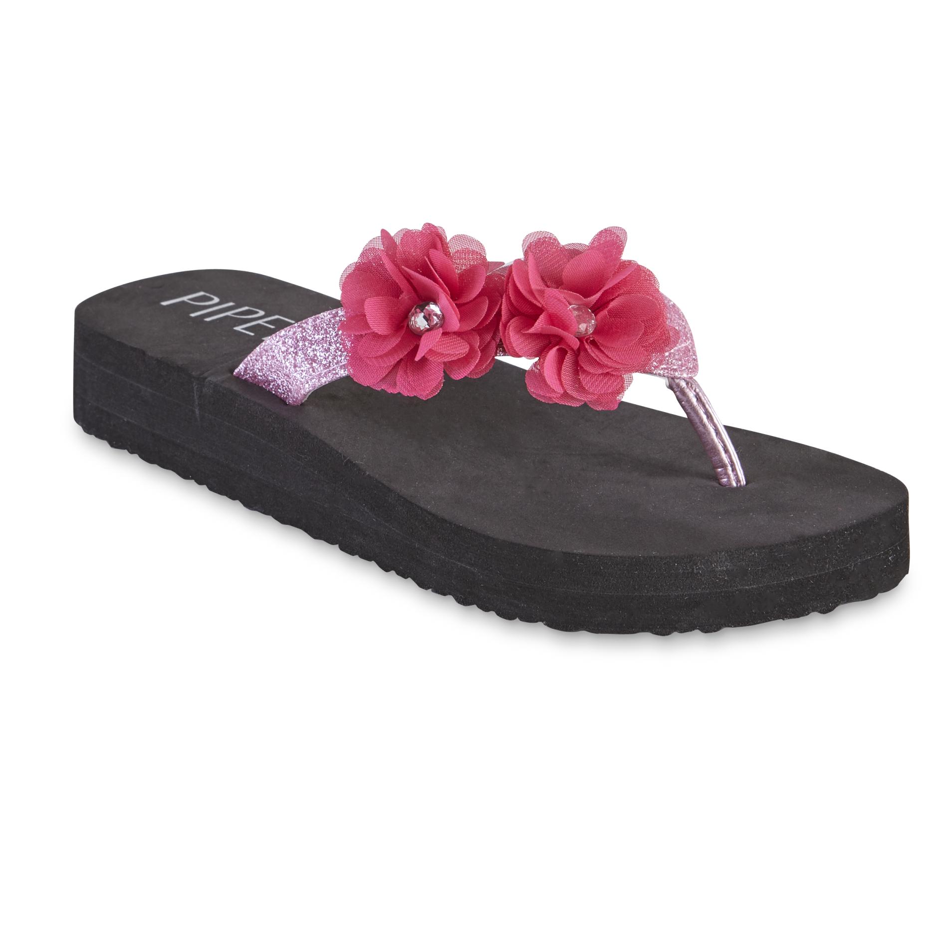 Piper Girls' Sierra Embellished Wedge Sandal - Pink