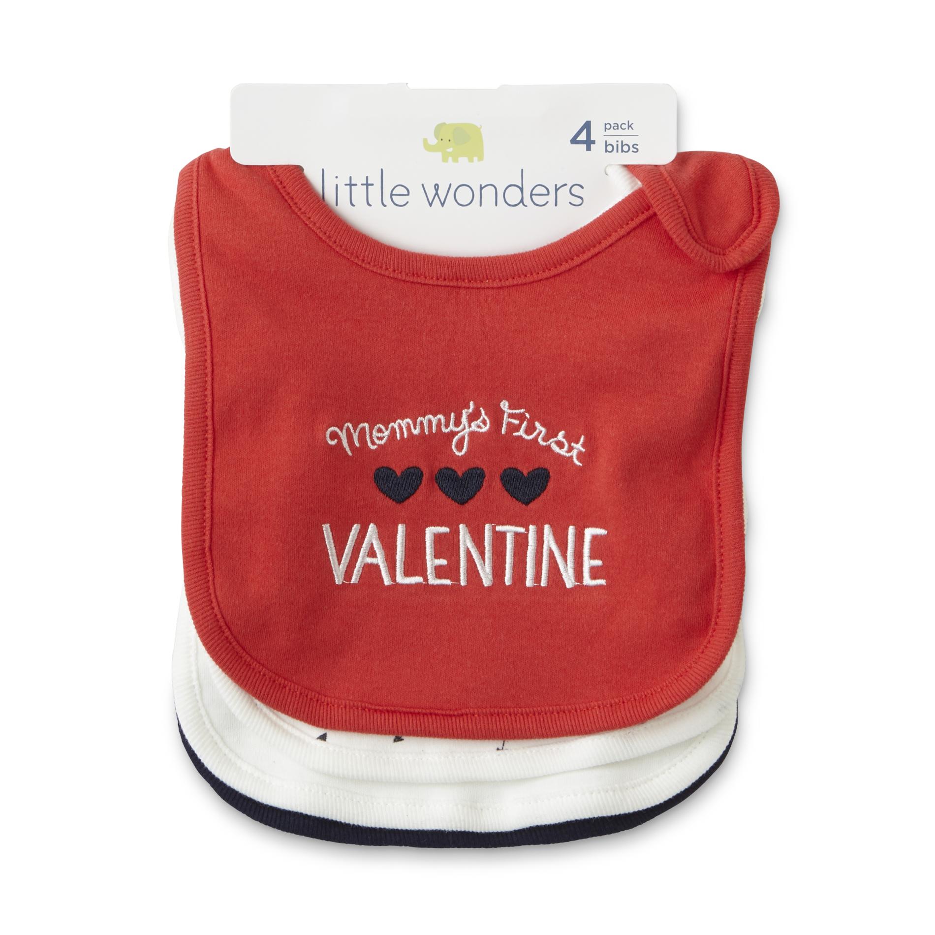 Little Wonders Infants' 4-Pack Valentine's Day Bibs