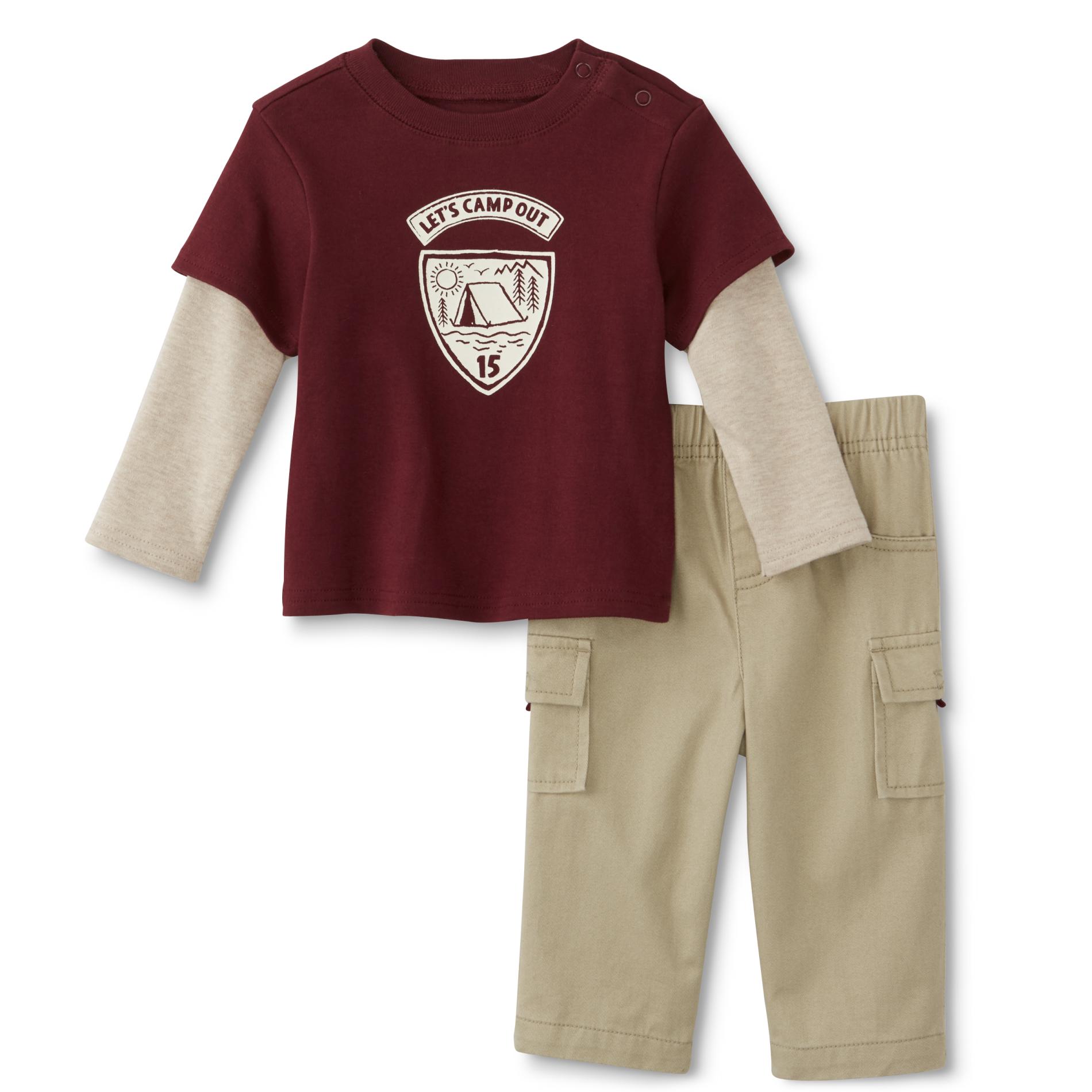 Little Wonders Newborn & Infant Boy's Layered-Look T-Shirt & Cargo Pants - Camp