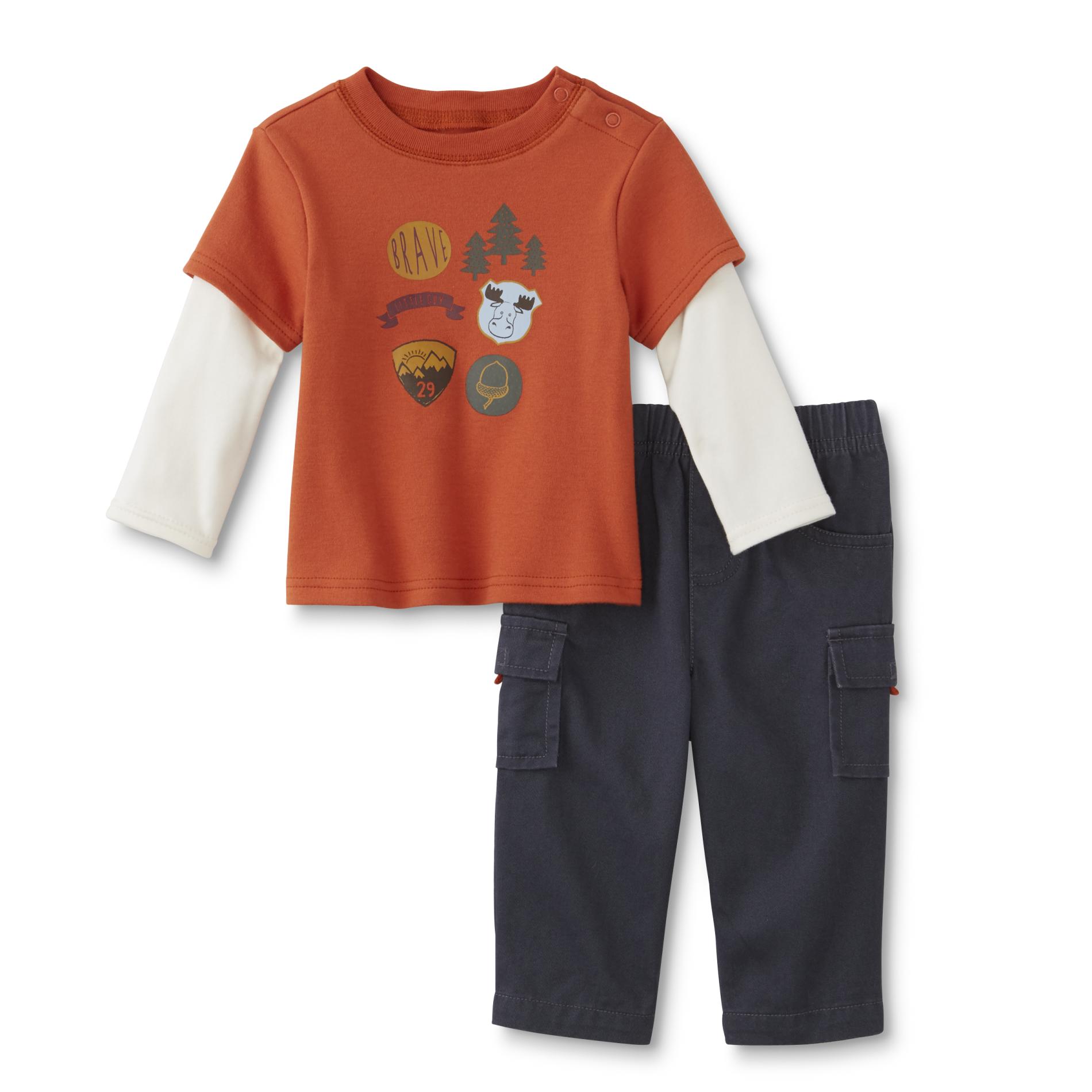 Little Wonders Newborn & Infant Boy's Layered-Look T-Shirt & Cargo Pants - Camp