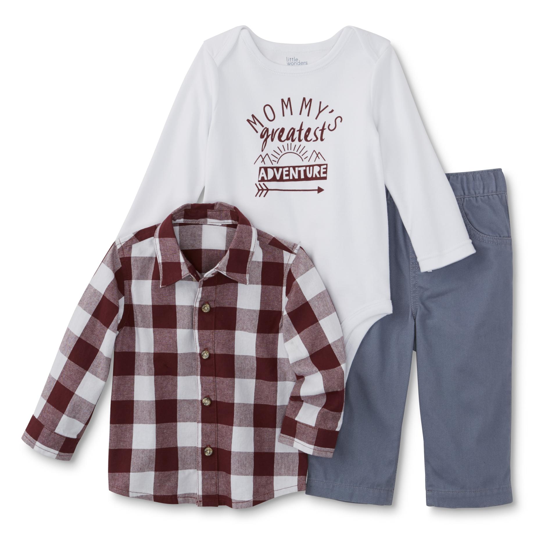 Little Wonders Newborn & Infant Boy's Bodysuit, Shirt & Jeans - Buffalo Plaid