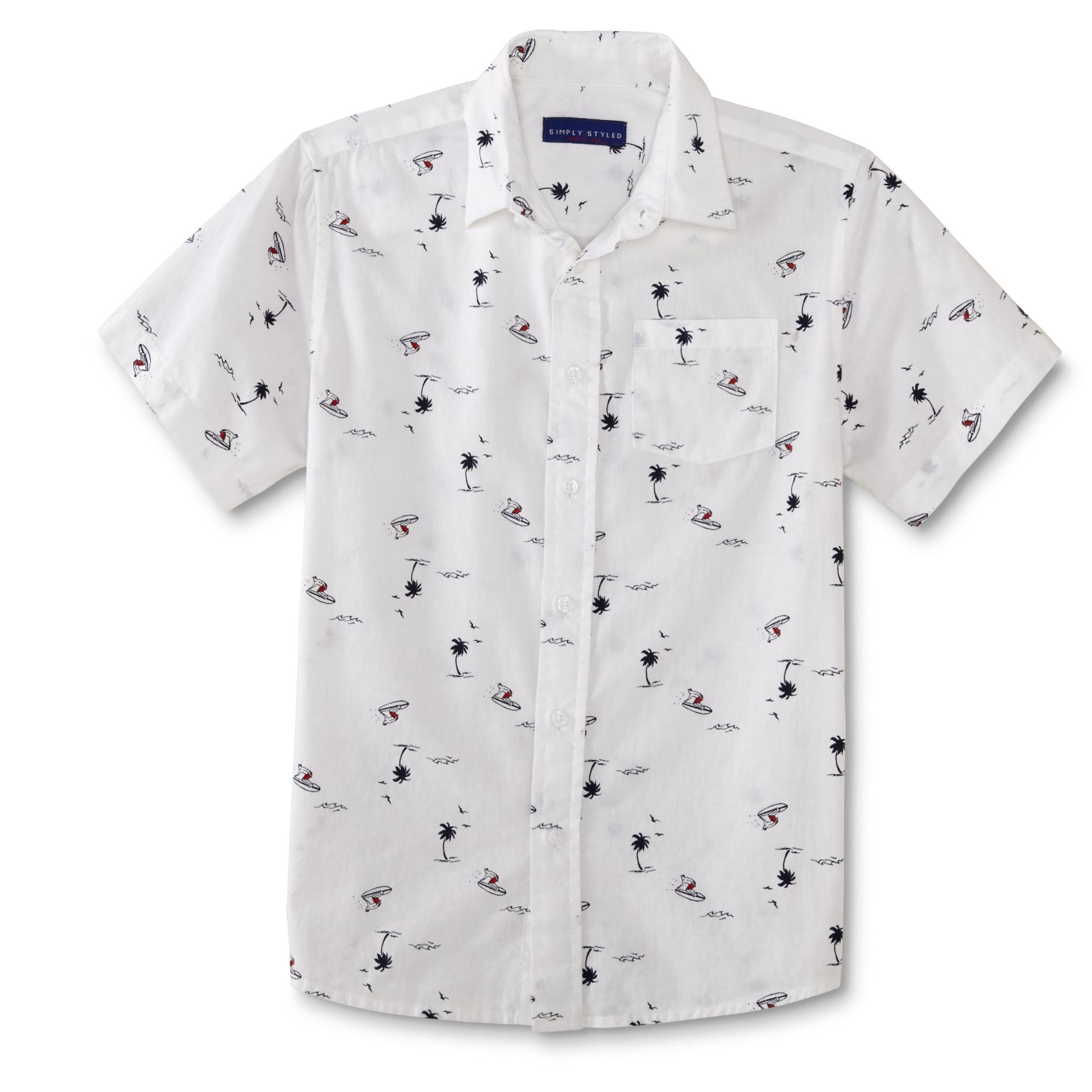 Simply Styled Boys' Short-Sleeve Button-Front Shirt - Beach