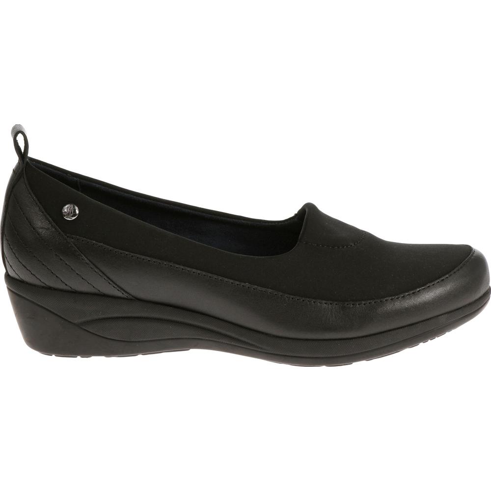 Hush Puppies Women's Valoia Oleena Black Leather Comfort Casual Shoe - Wide Width Available