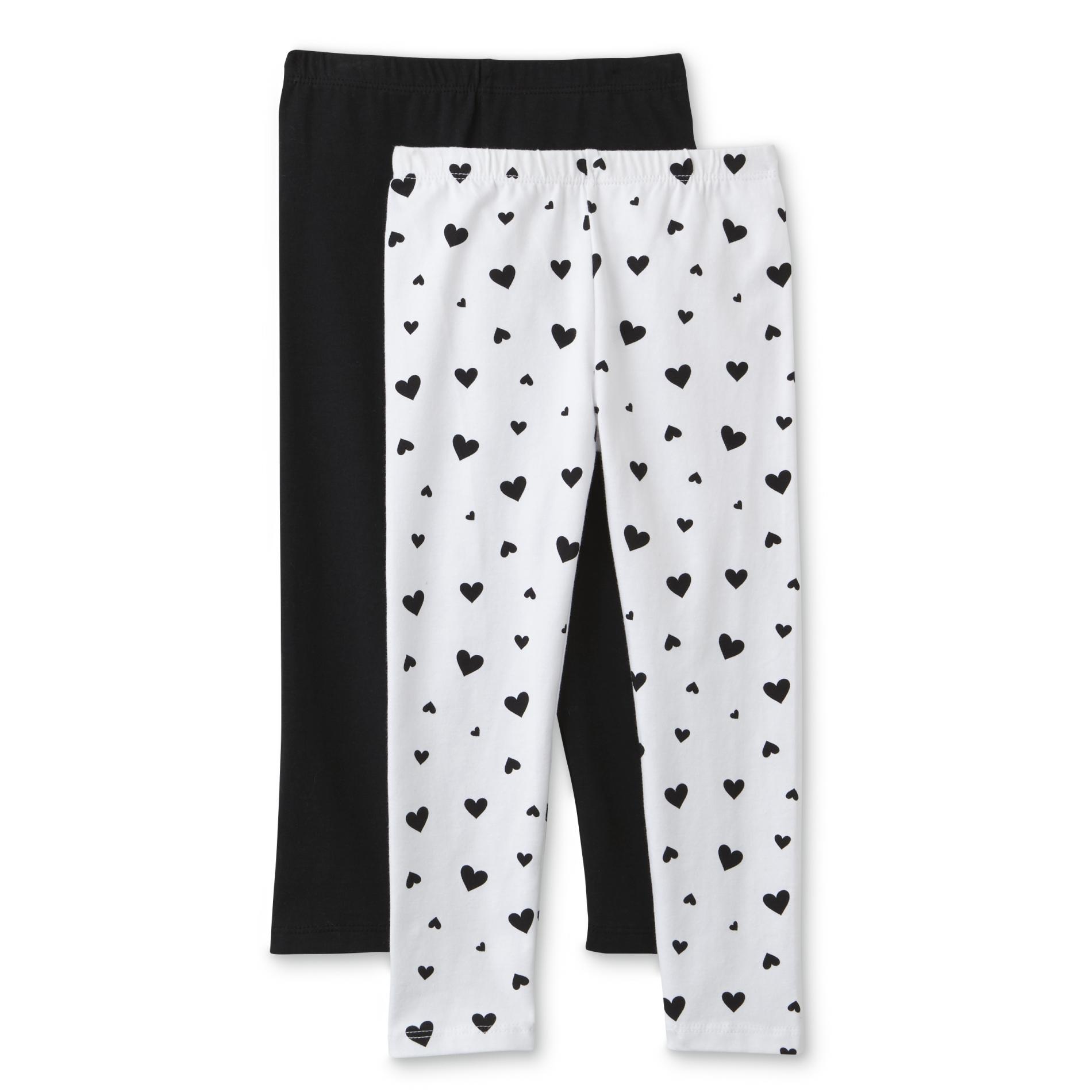 Toughskins Infant and Toddler Girls' 2-Pack Leggings - Solid & Hearts