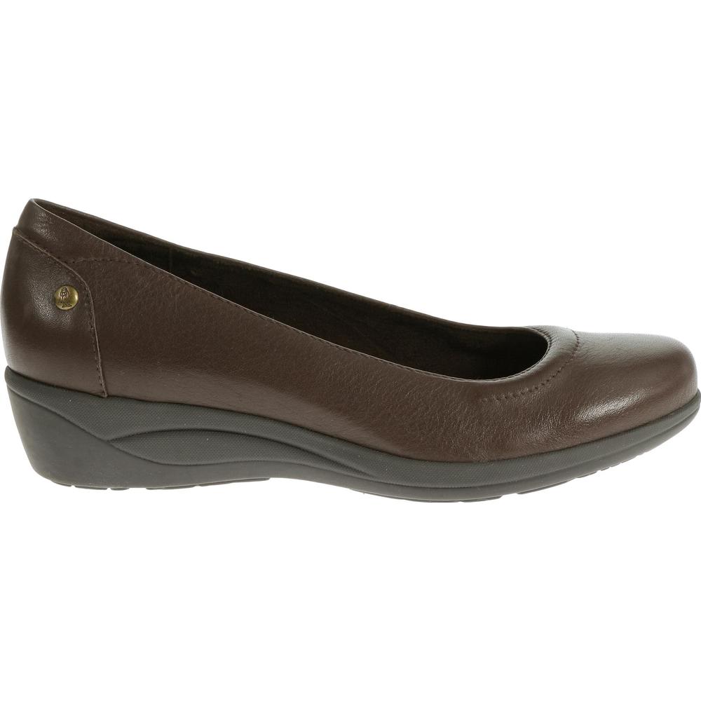 Hush Puppies Women's Veda Oleena Brown Leather Wedge Pump - Wide Width Available