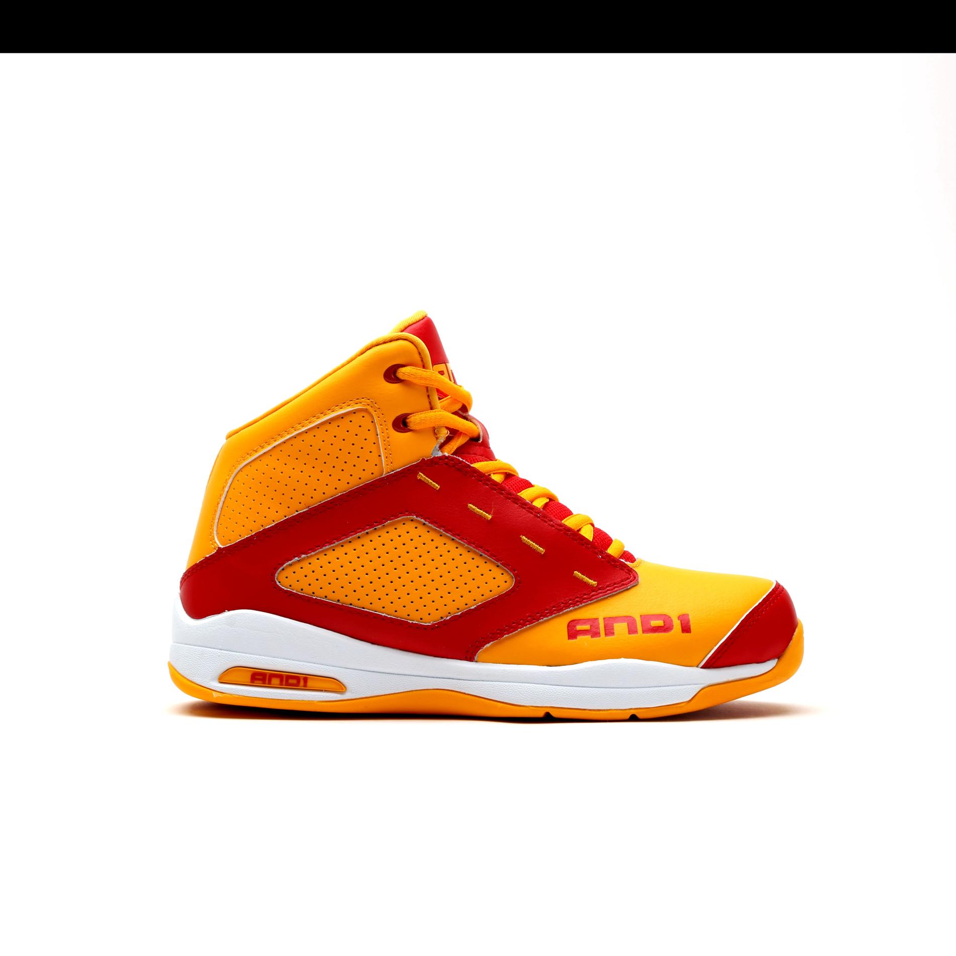 AND 1 Boy's Typhoon Yellow/Red High-Top Athletic Shoe