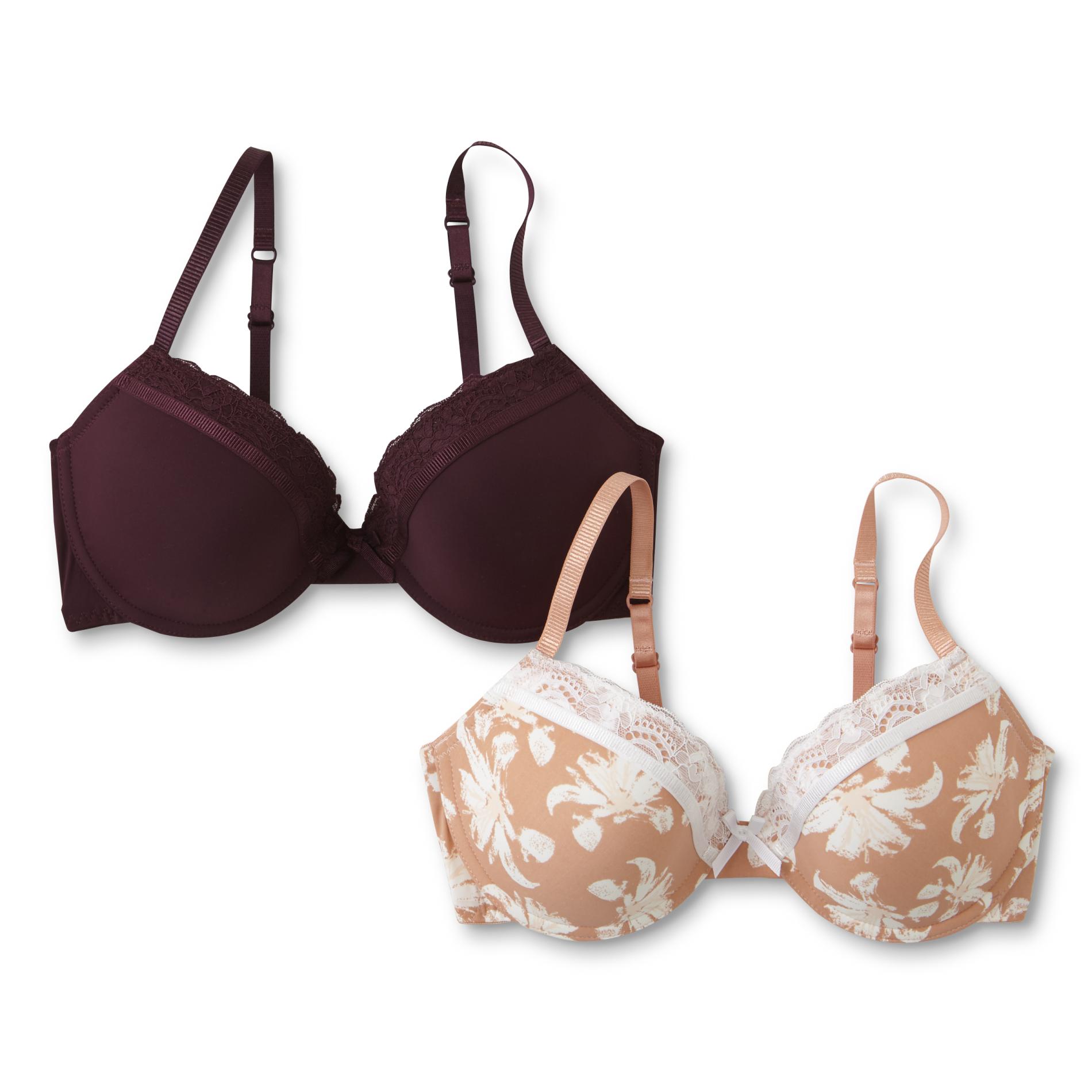 Jaclyn Smith Women's 2Pack Underwire Bras Floral Shop Your Way