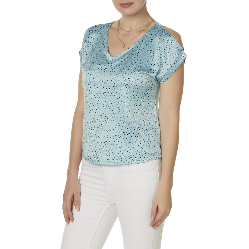 Simply Styled Women's Cold Shoulder Top - Dots