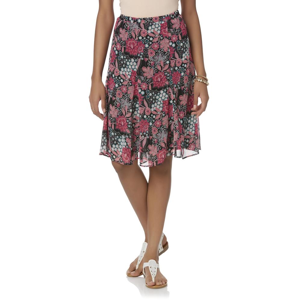 Laura Scott Petites' Chiffon Godet Skirt - Floral