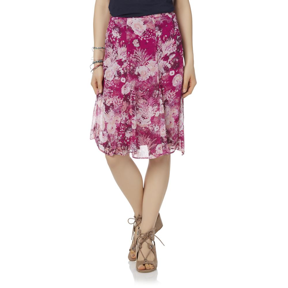 Laura Scott Petites' Chiffon Godet Skirt - Floral