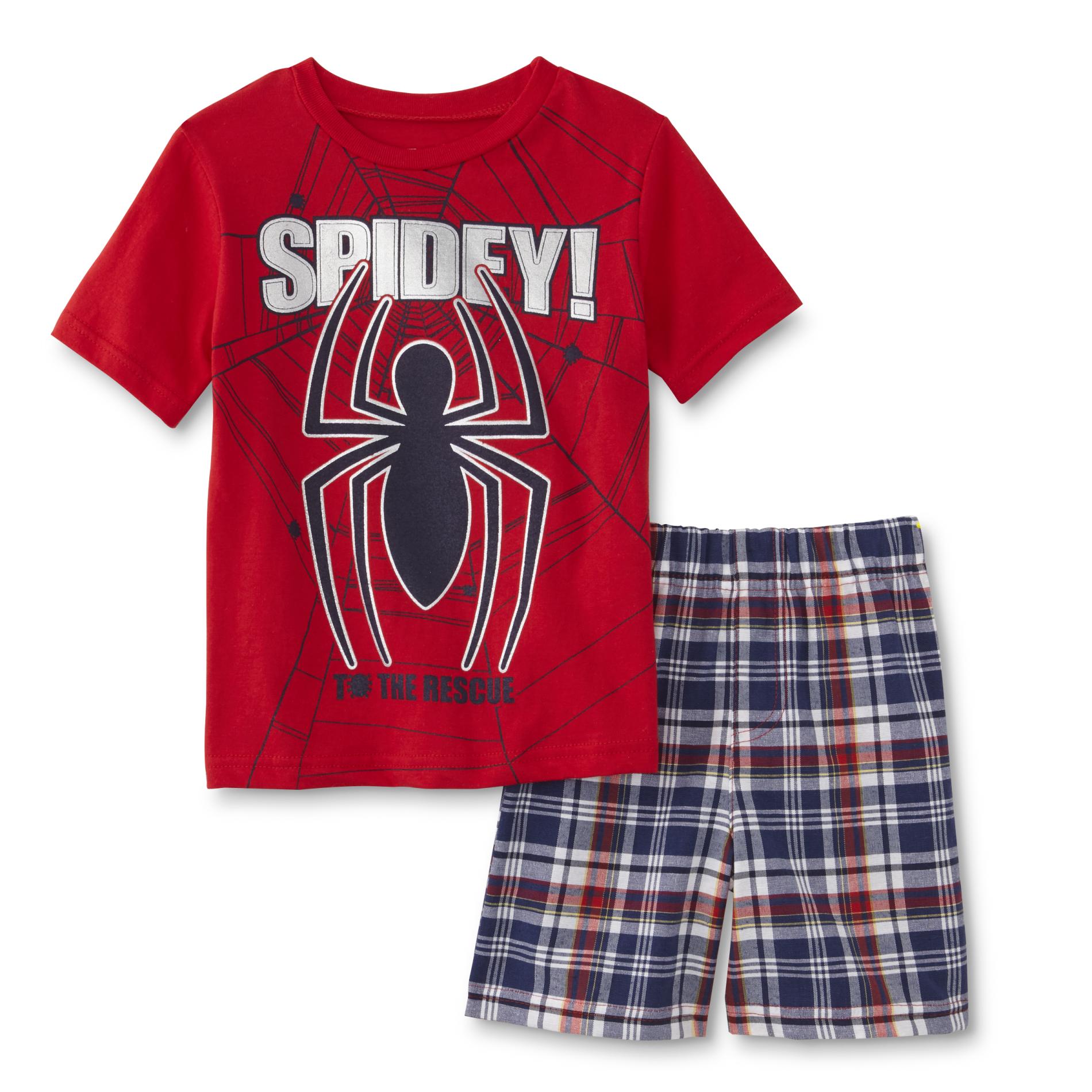 Marvel Spider-Man Infant & Toddler Boys' T-Shirt & Shorts - Plaid