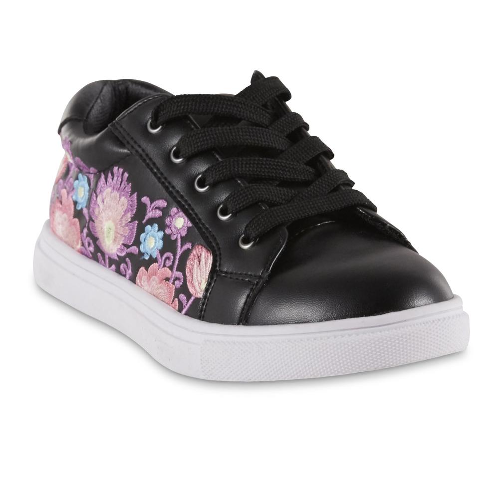 CRB Girl Youth Girls' Felicia Black/Floral Embroidered Sneaker