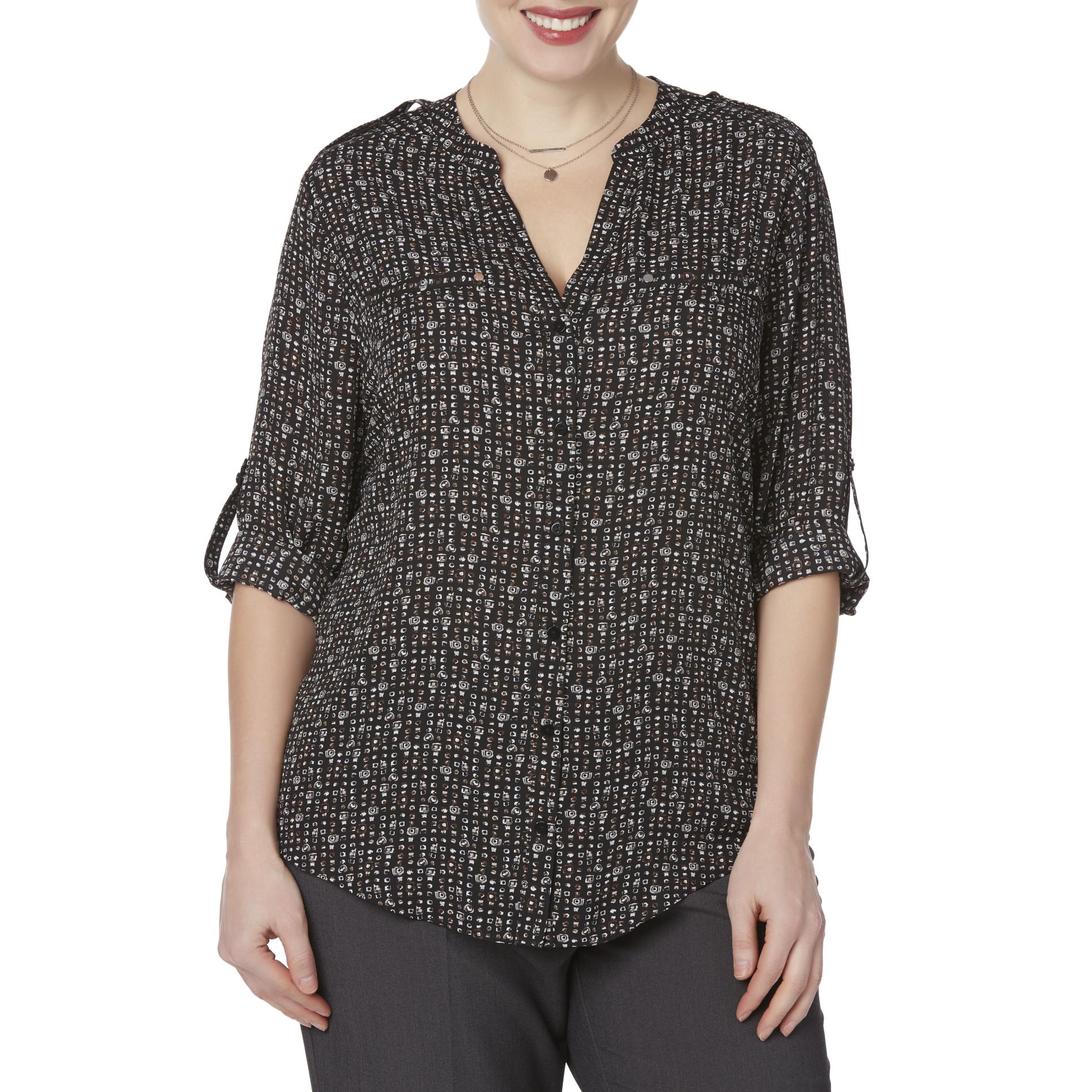 Simply Emma Women's Plus Blouse - Abstract