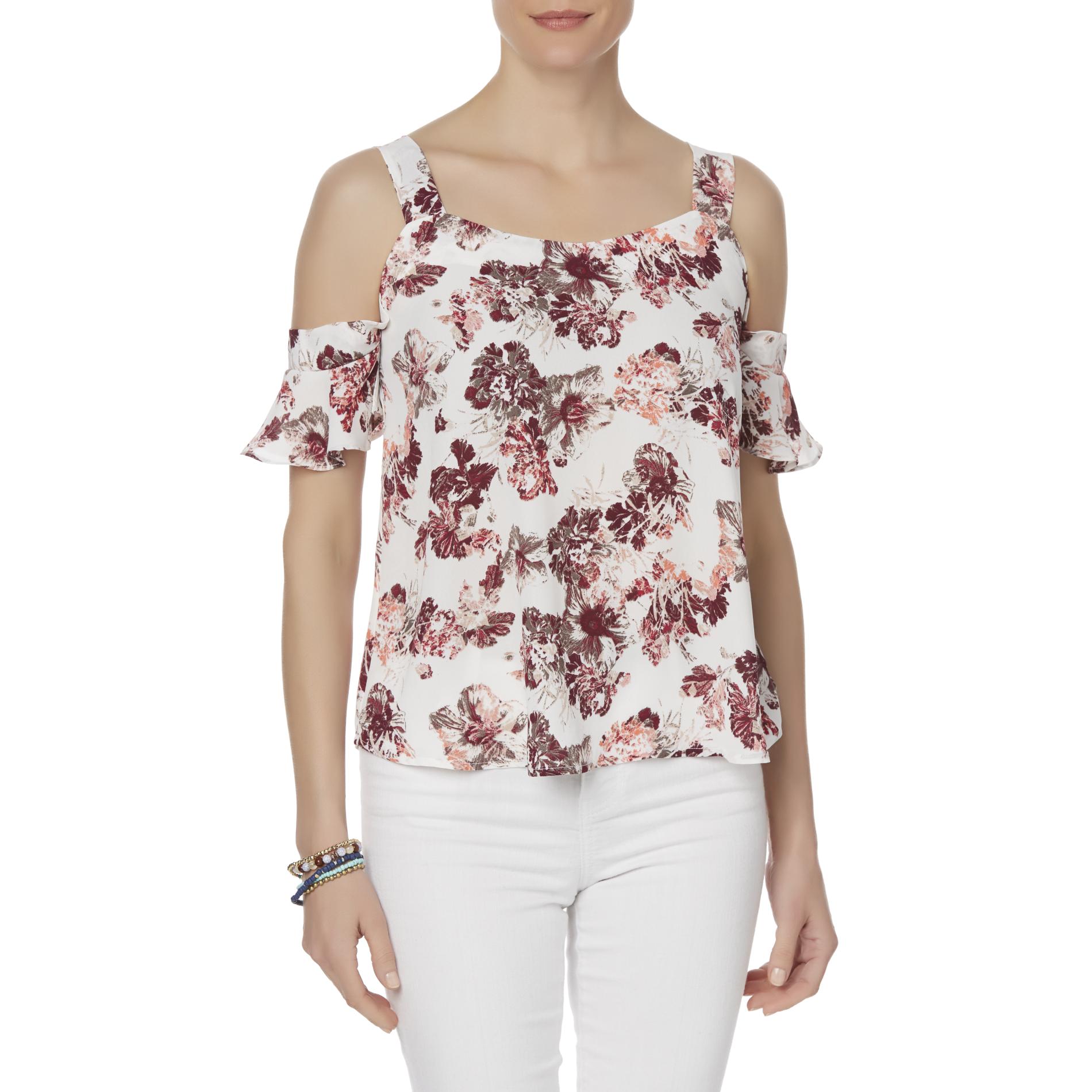 Simply Styled Women's Cold Shoulder Blouse - Floral