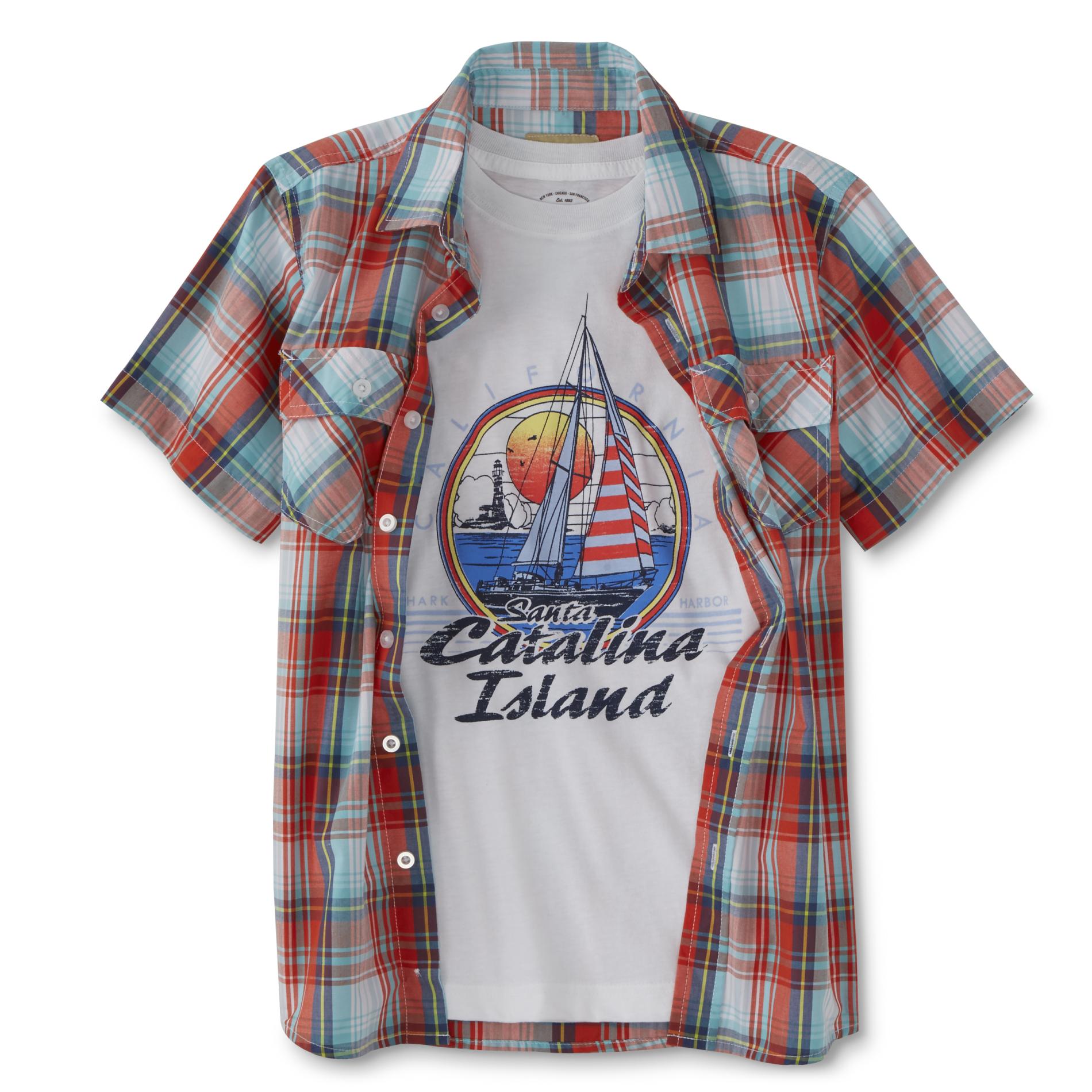 Roebuck & Co. Boys' Camp Shirt & Graphic T-Shirt - Sailboat