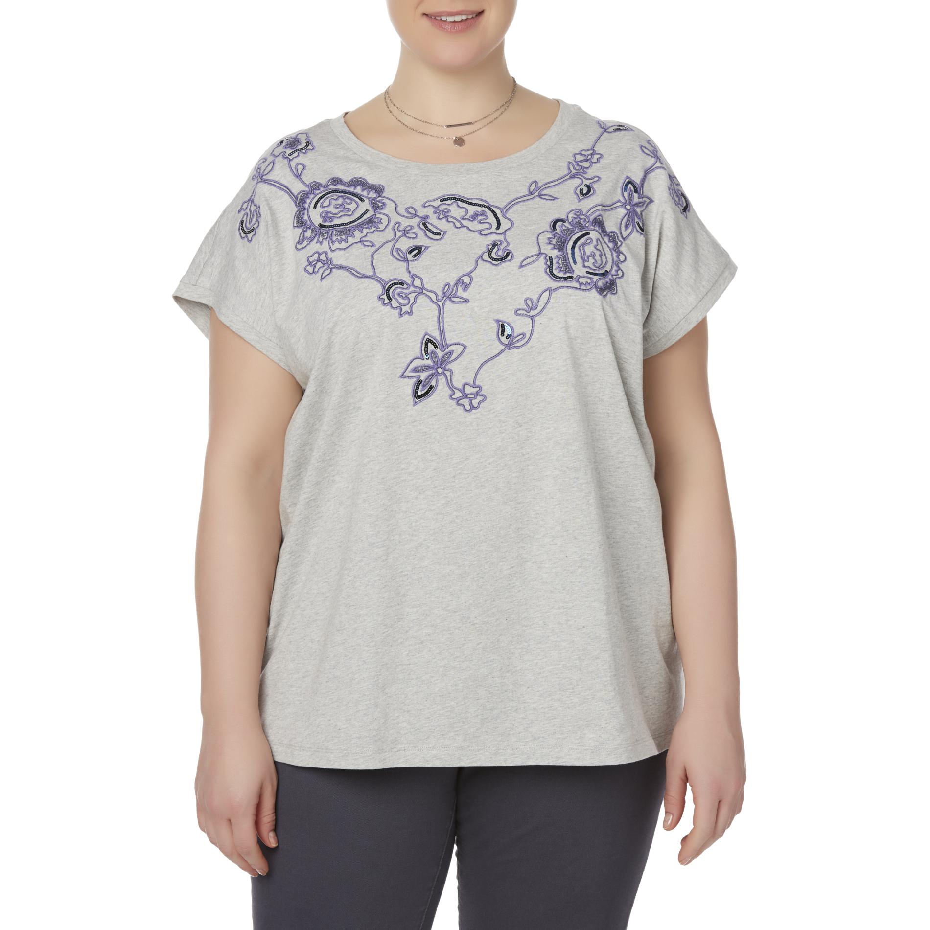 Laura Scott Women's Plus Embellished T-Shirt