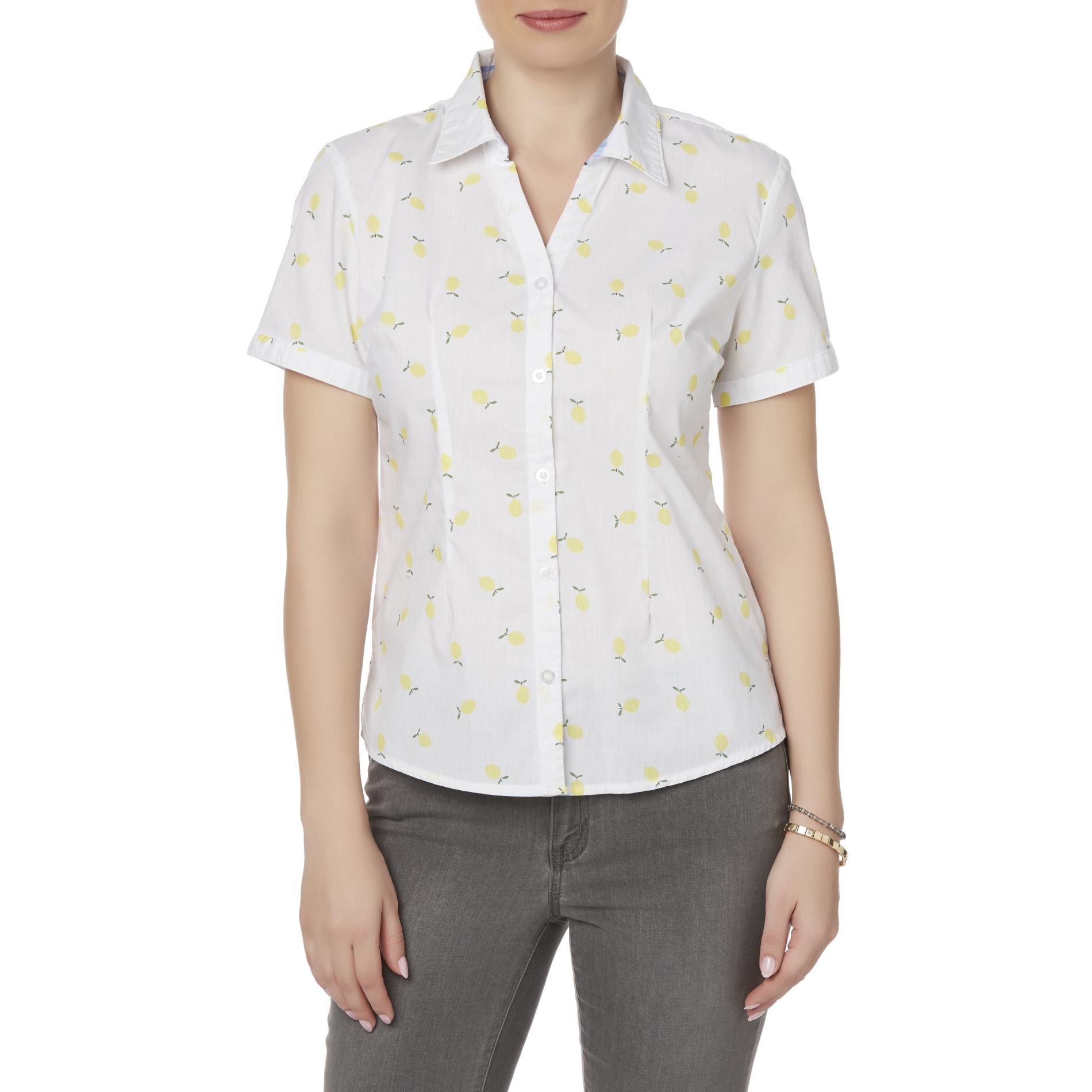 Laura Scott Women's Short-Sleeve Camp Shirt - Lemons