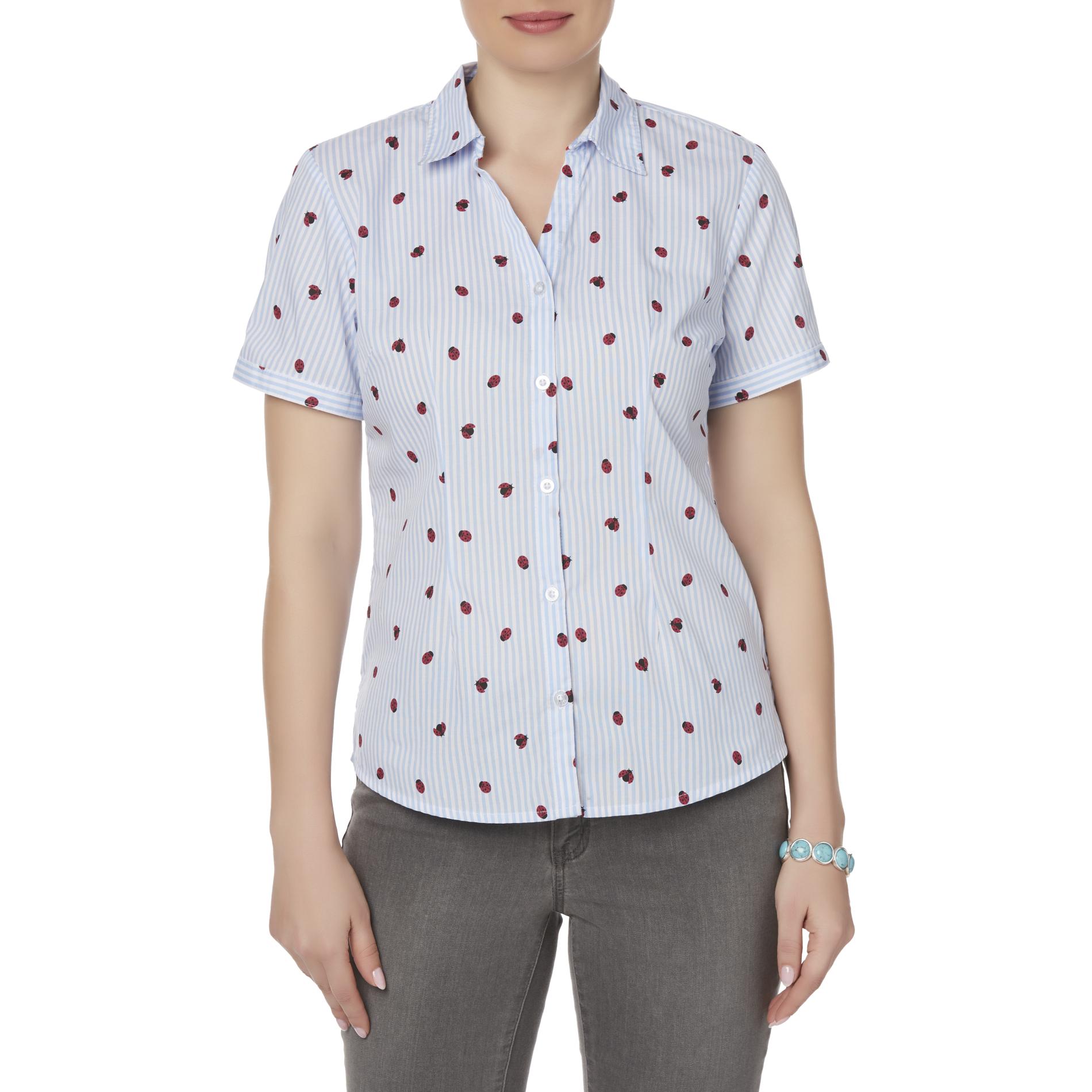 Laura Scott Women's Short-Sleeve Camp Shirt - Ladybug