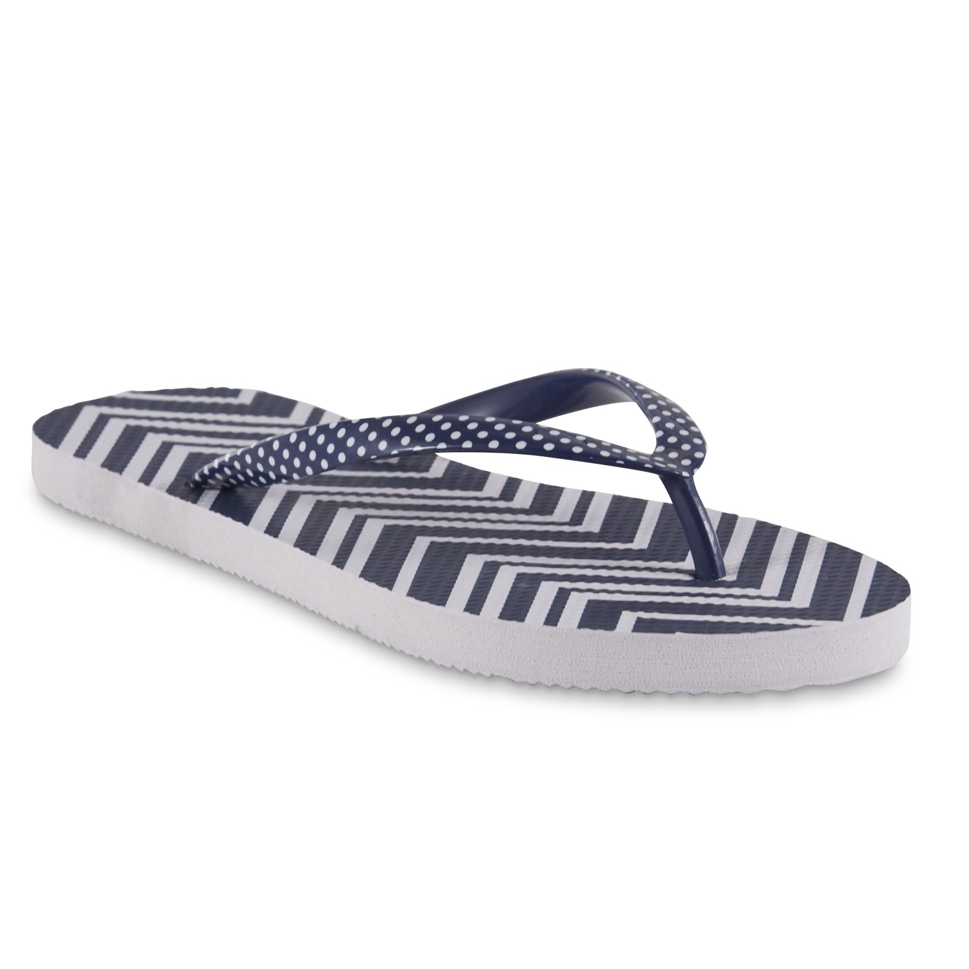 Simply Styled Women's Zori Flip-Flop Sandal - Navy/White