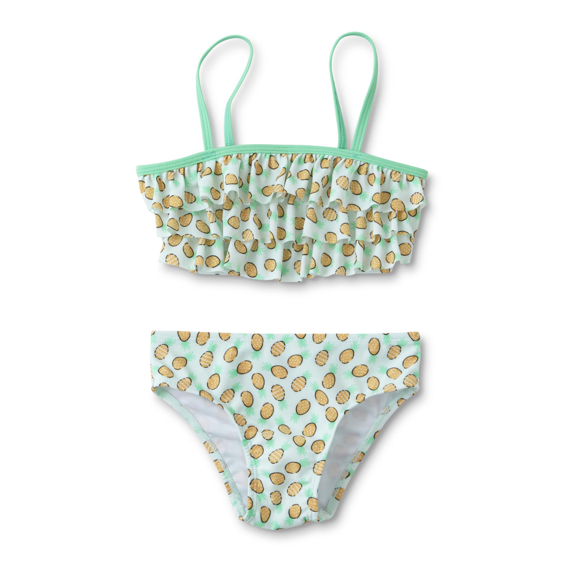 Joe Boxer Infant & Toddler Girls' Ruffle Bikini Swim Top & Bottoms - Pineapple, Size: 5T, Green Joe Boxer Infant & Toddler Girls' Ruffle Bikini Swim Top & Bottoms - Pineapple, Size: 5T, Green